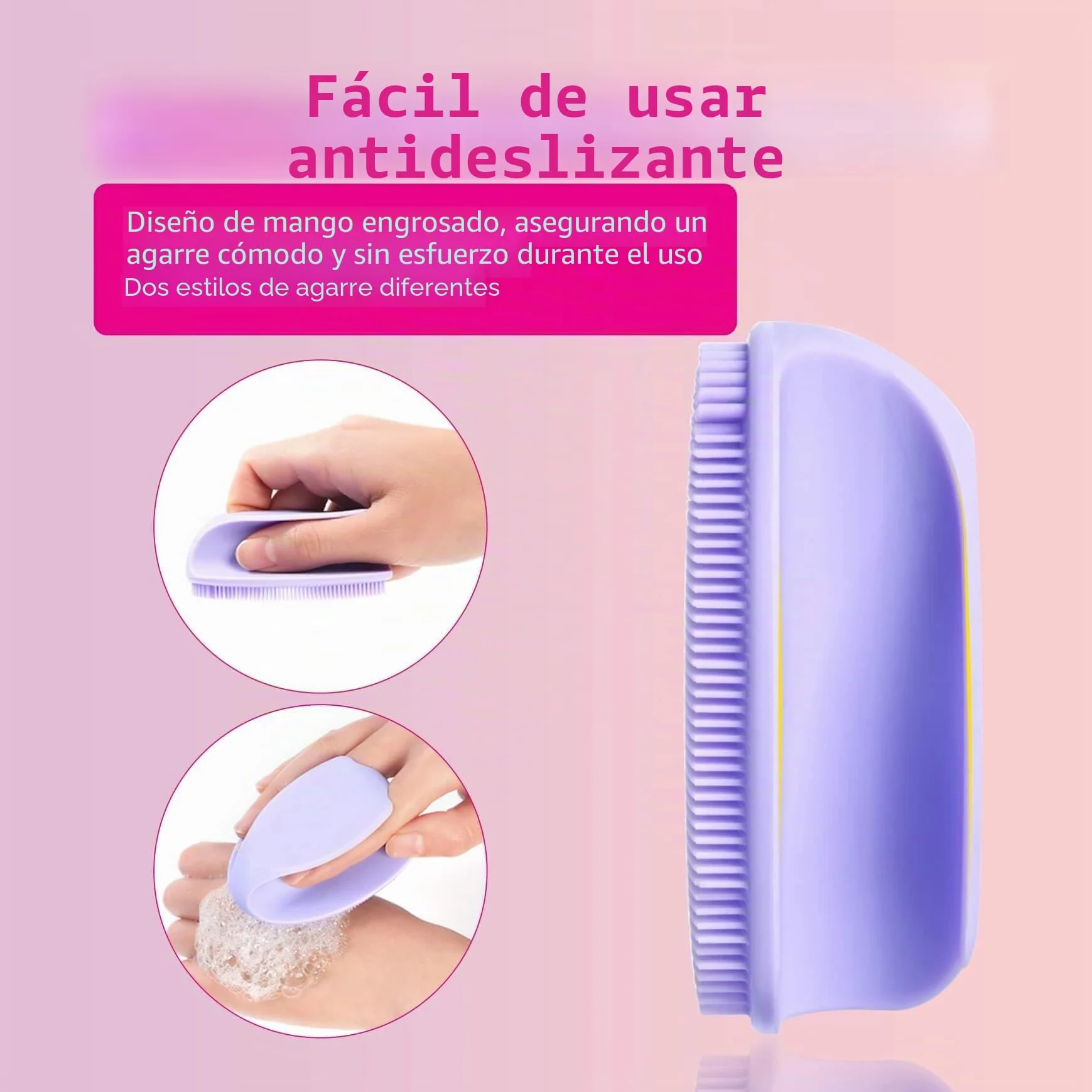 Limpiador facial de silicona, cepillo exfoliante manual (3rd-rosa+púrpura)