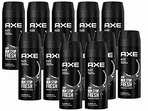 AXE Bodyspray Black, 12 x 150 ml desodorante sin aluminio en aerosol para hombres