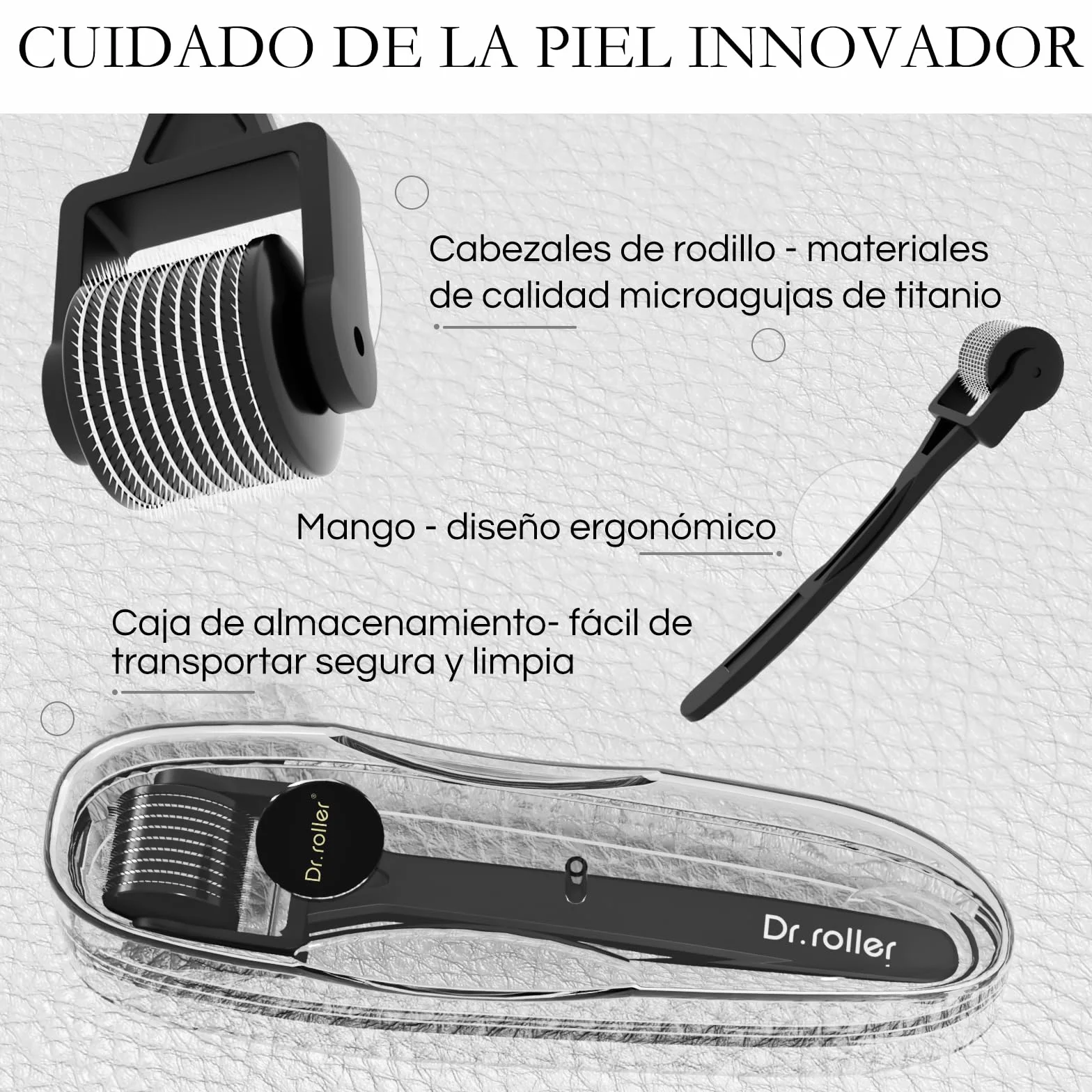Derma Roller 1mm Cabello Facial Barba Microneedling Estimula Crecimiento Barba