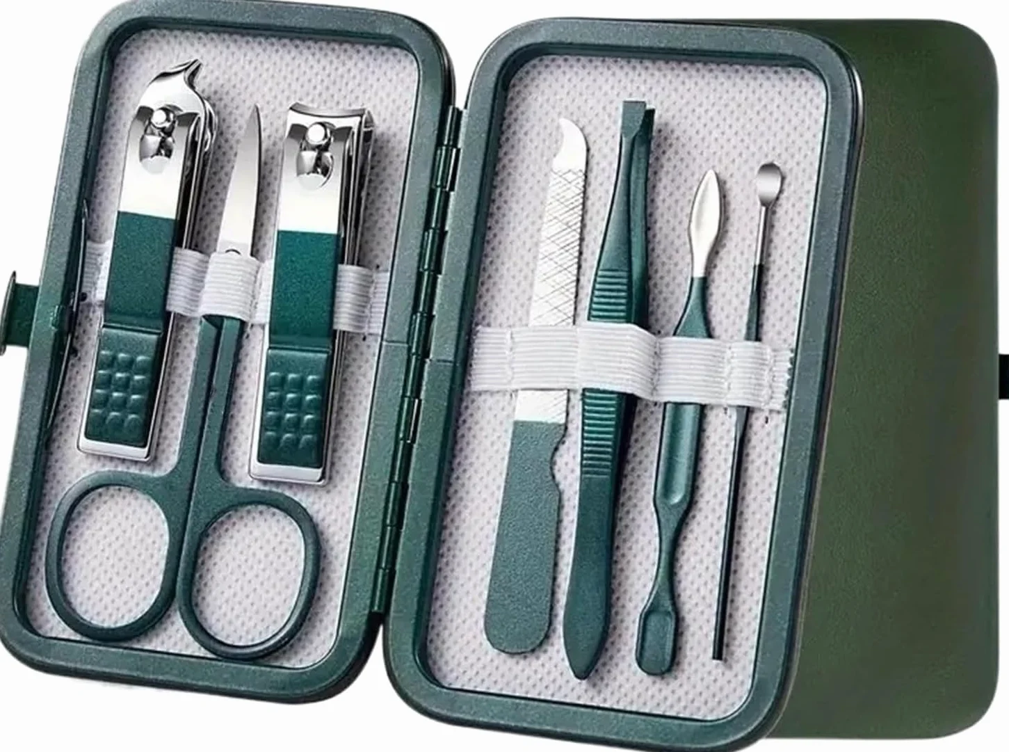 Kit de cortauñas de 7 Piezas, Juego de Herramientas de manicura con cortauñas, Estuche de Viaje portátil, alicates para cutículas y Kit de Corte, Juego Profesional de Cor