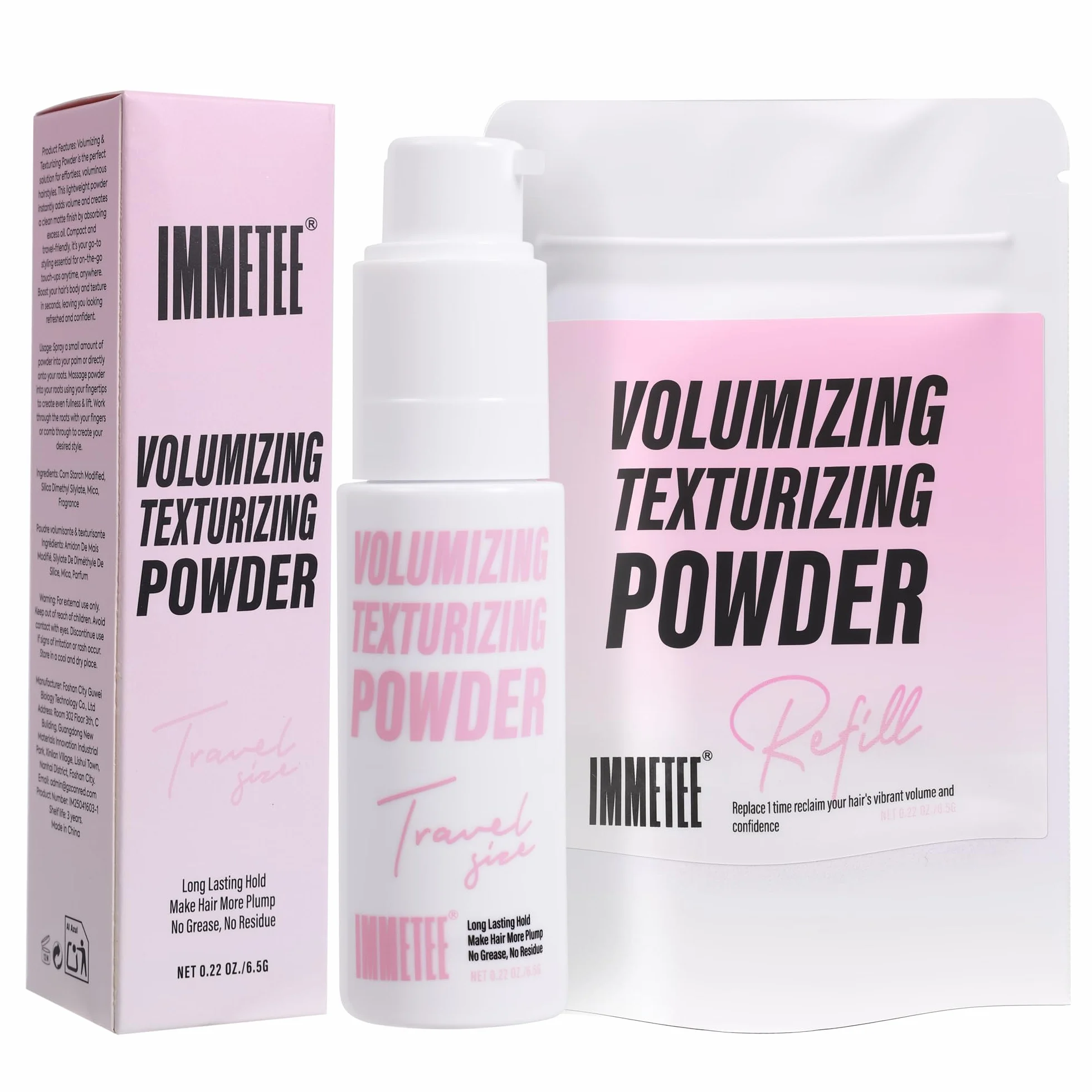 immetee Polvos Texturizantes Pelo Hombre Mujer 13g, Polvos Para el Pelo, Efecto Mate, Forte Sostener, Paquete 13g