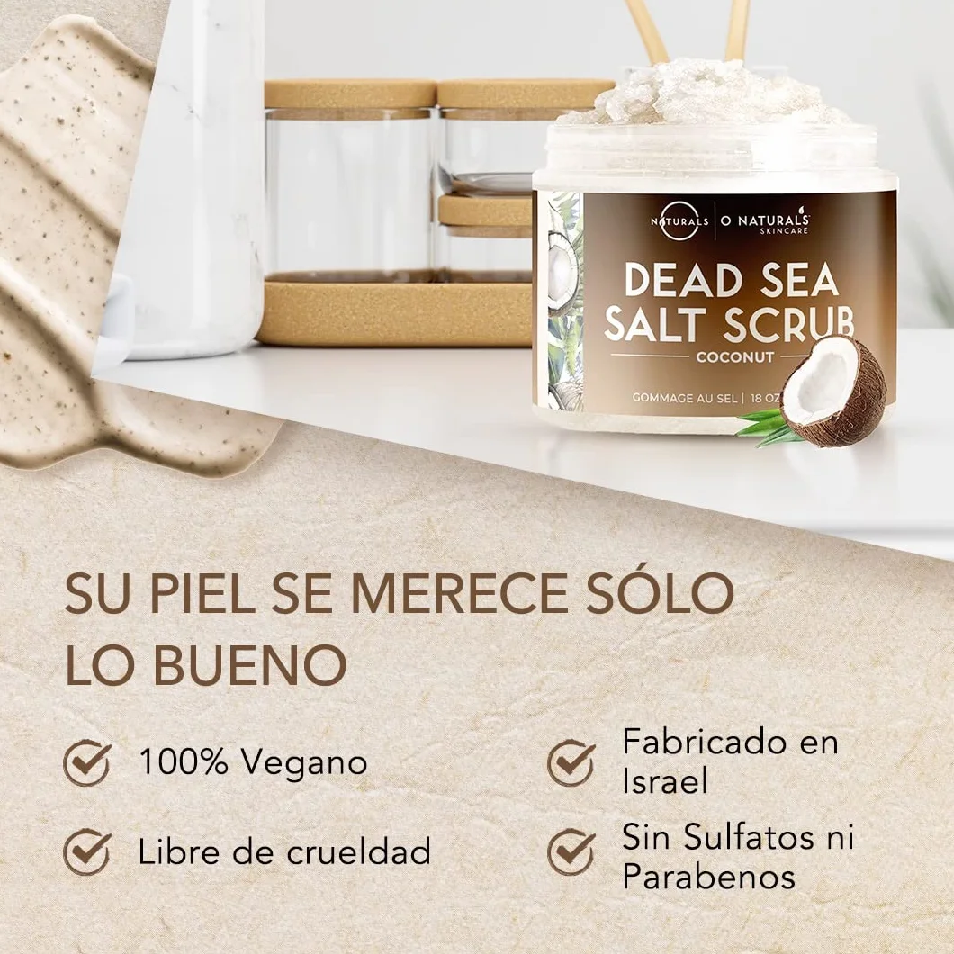 O Naturals Exfoliante de Aceite de Coco y Sal del Mar Muerto, Limpieza Profunda 500gr