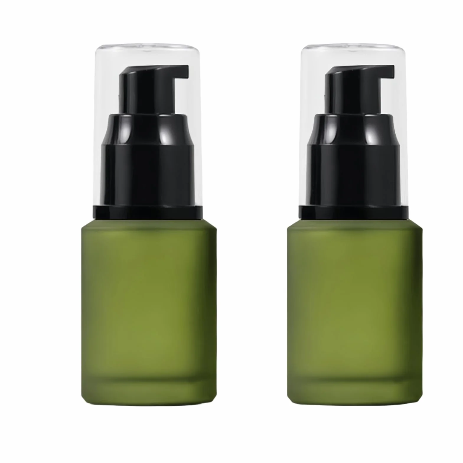 Botellas vacías de Vidrio Esmerilado Verde 60 ml con Bomba, dispensador cosméticos, frascos almacenamiento