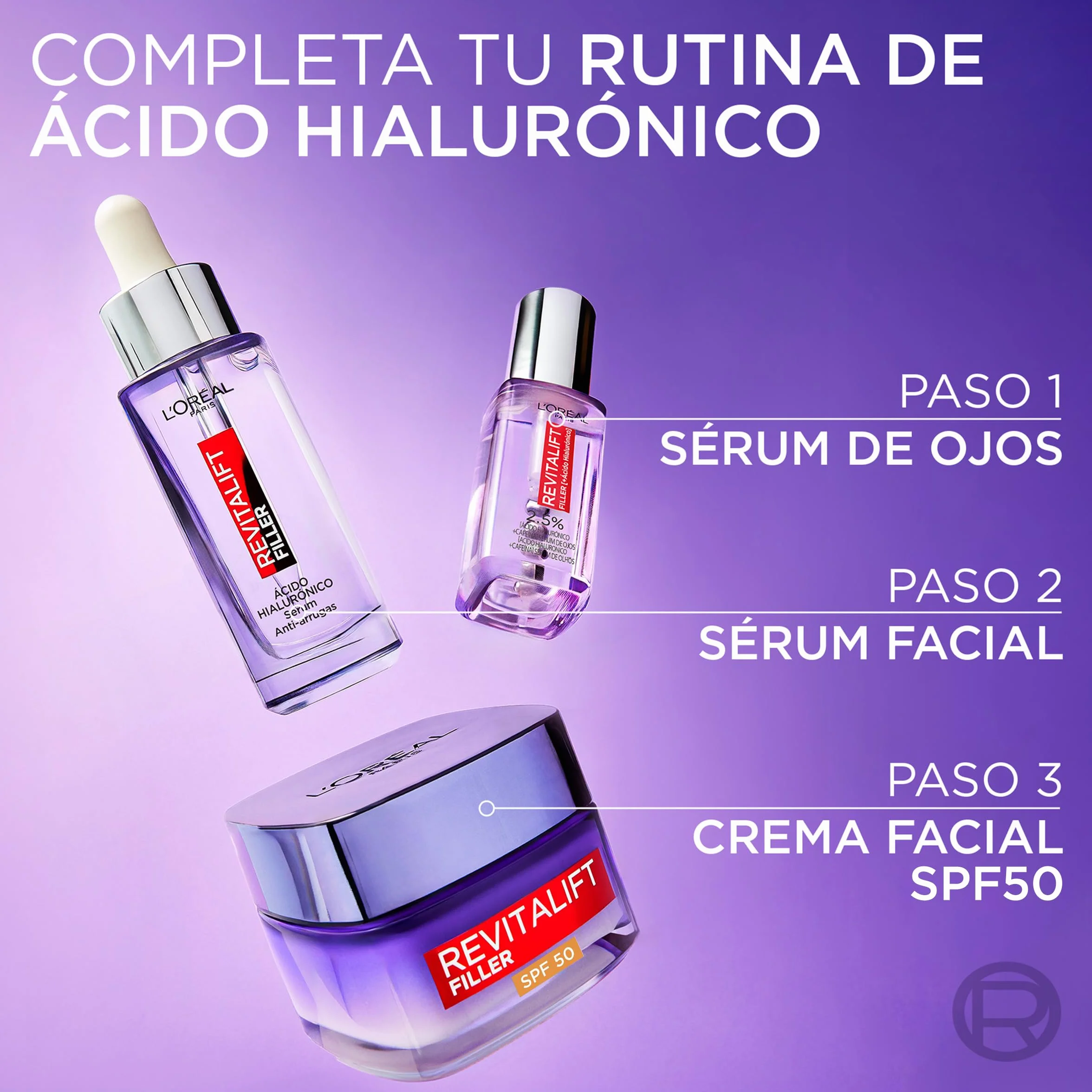L'Oréal Paris Revitalift Filler Crema de Día SPF 50 Antiedad Ácido Hialurónico 50ml
