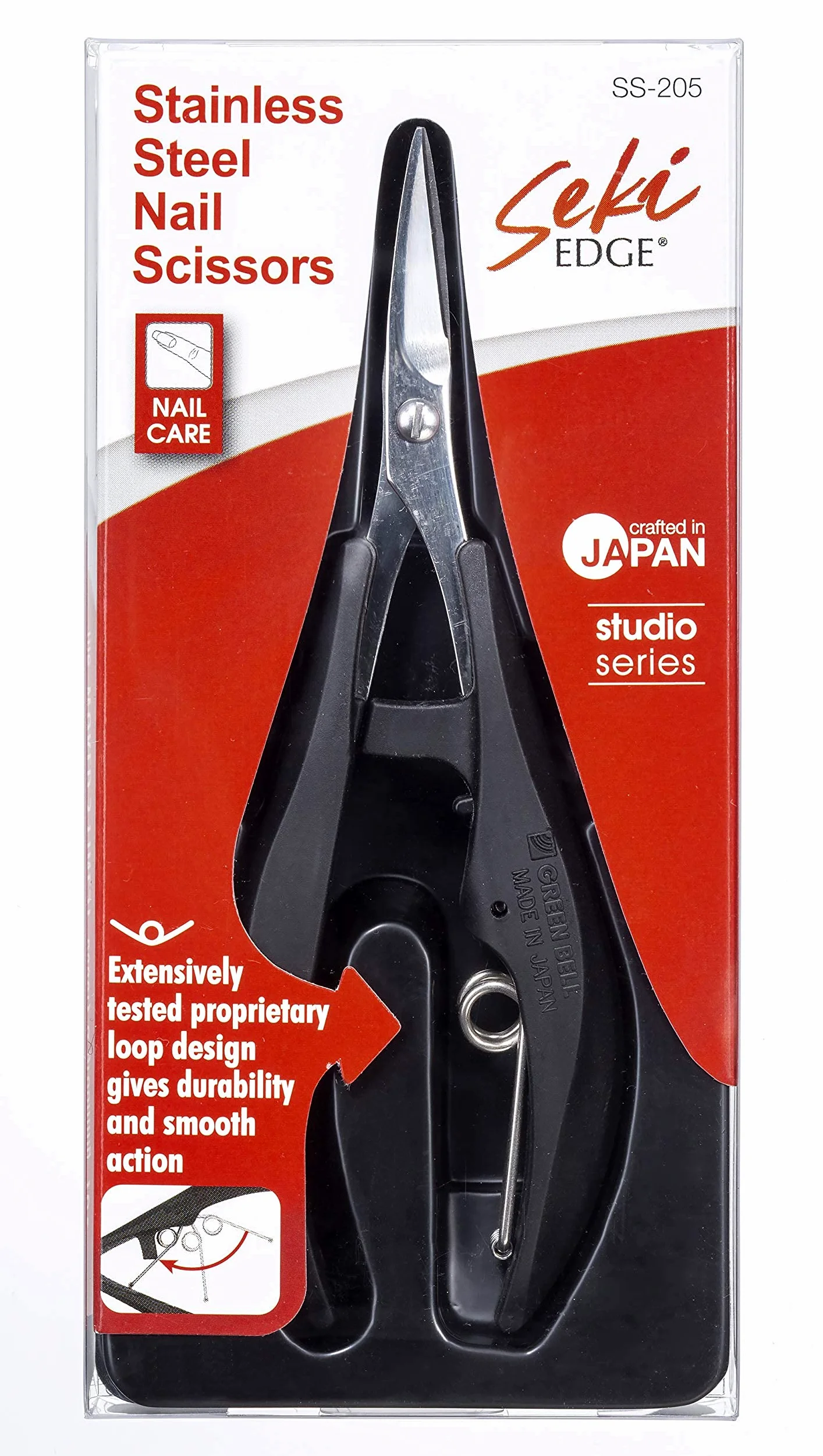 Seki EDGE SS-205 | Made in Japan | Tijeras de uñas de acero inoxidable | afiladas a mano | mangos ergonómicos | para uñas y cutículas | también para uñas finas, blandas y acrílicas