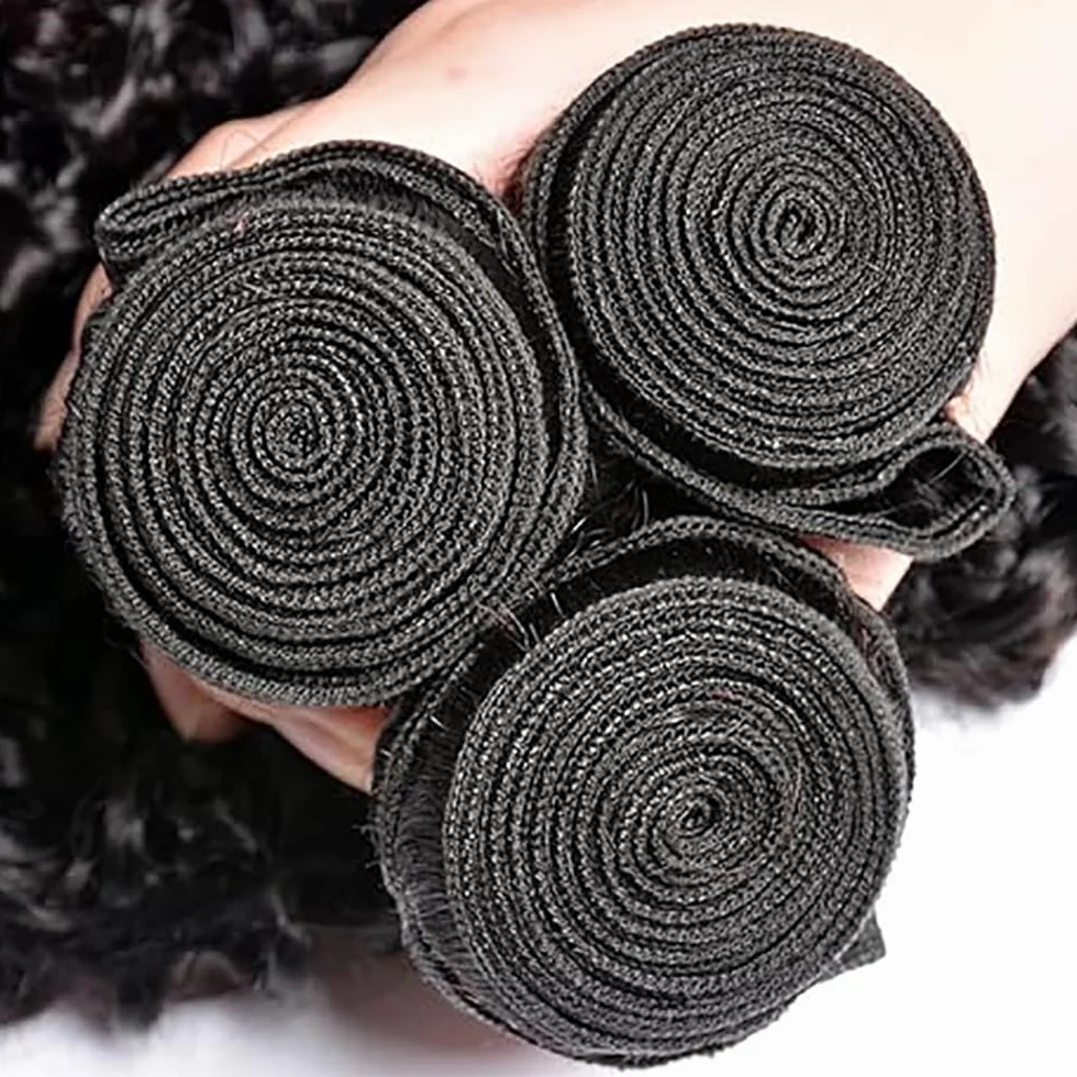 Extensiones de cabello humano ondulado de agua, extensiones de pelo humano sin procesar, Remy real, 3 extensiones de pelo humano #1B, color negro natural para mujer de 40,64 cm