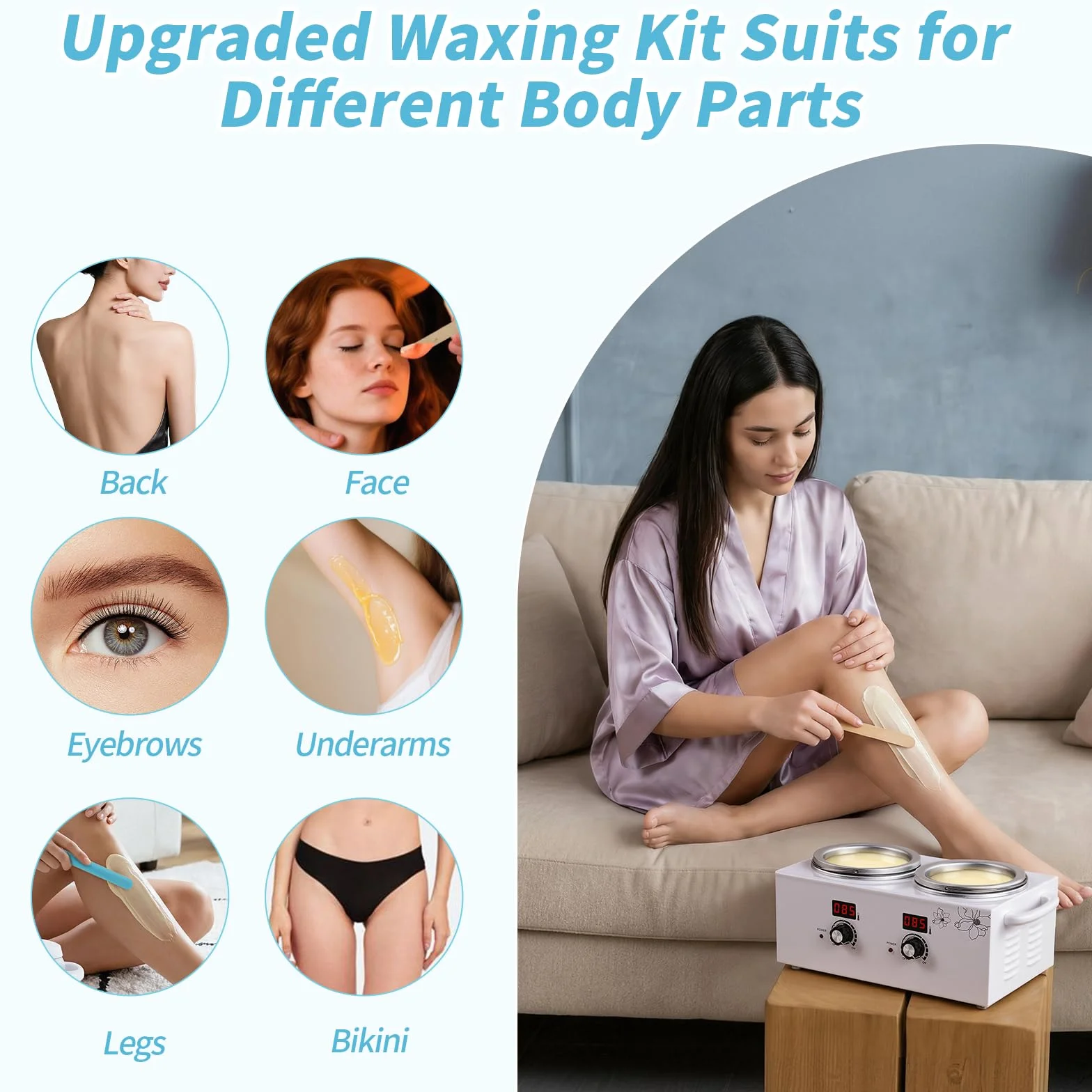 Máquina calentadora de cera doble cubeta, iklestar kit profesional digital calentador de cera depilatoria, calentador eléctrico para cera dura con palitos y cuencos de silicona para spa en casa