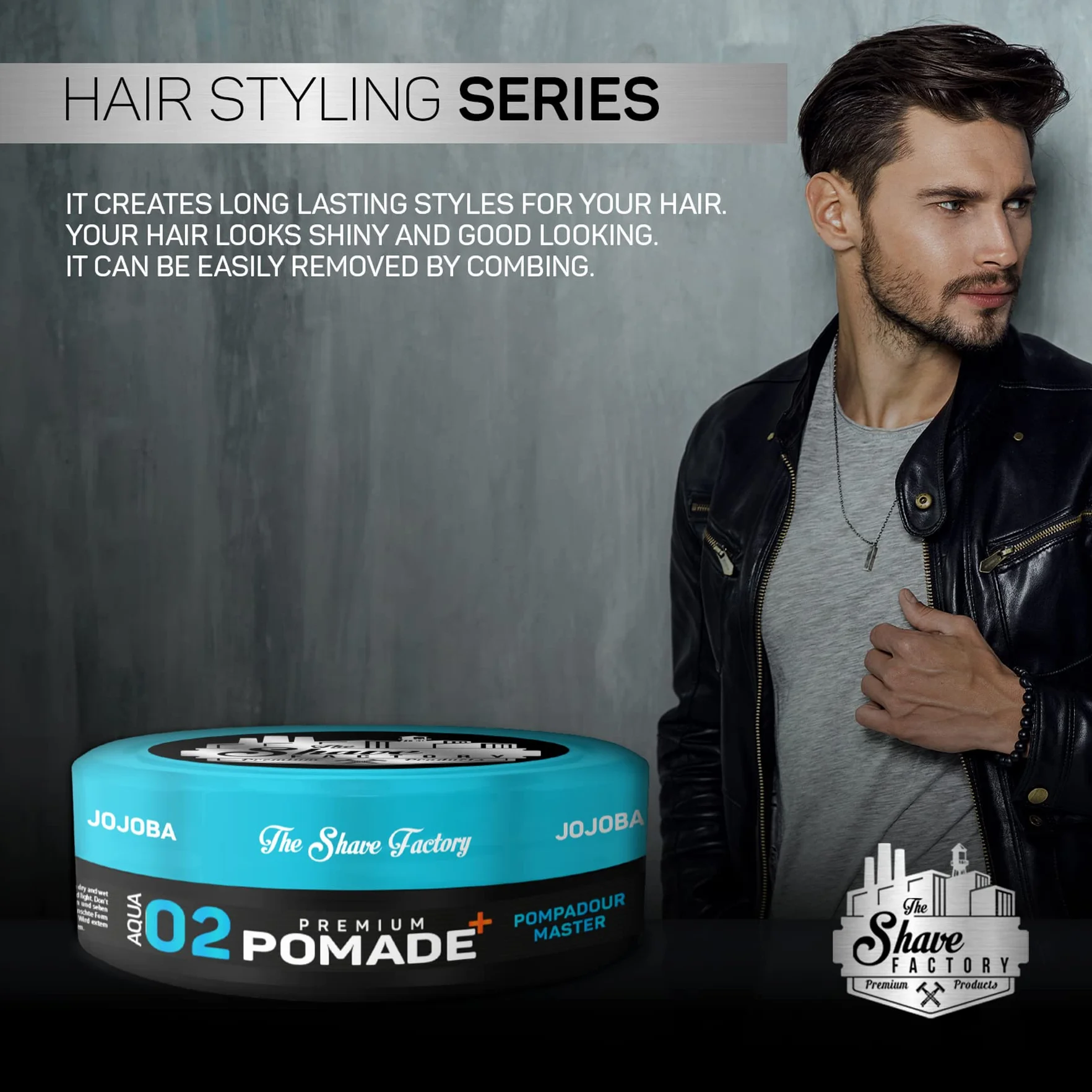 The Shave Factory Pomada Premium 150 ml Pompadour Master Jojoba Extra Hold & Shine