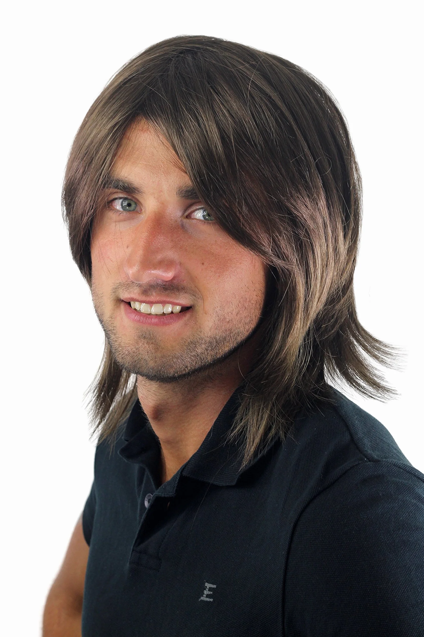 Peluca masculina pelo largo castaño GFW892-10 Toupet