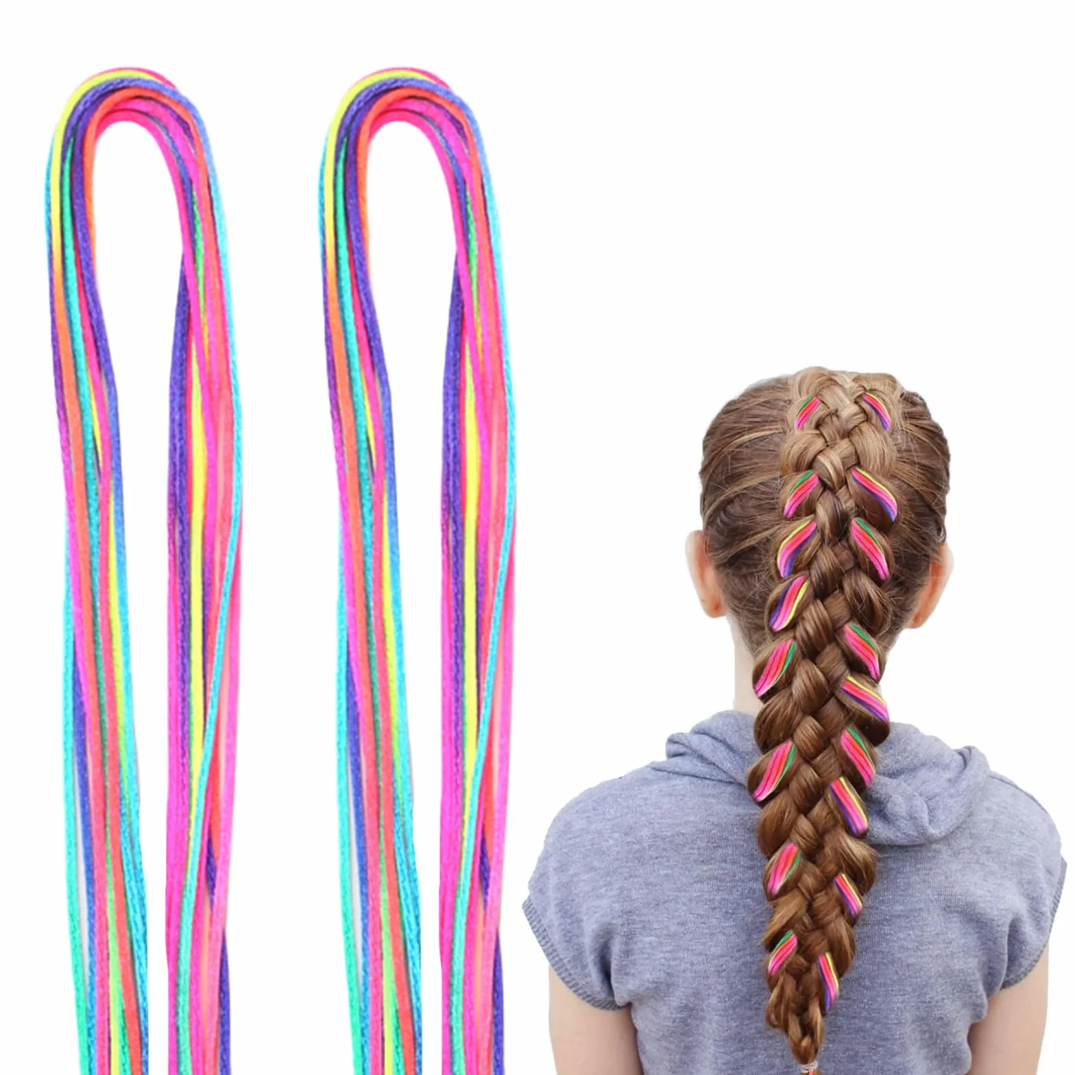 KEYRI 70 Piezas Extensiones de Pelo Niña, Trenzas de Colores Hilo Cabello Accesorio