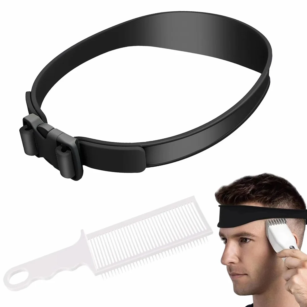 Guía de Corte de Cabello Ajustable Profesional para Cortes Hechos por Usted Mismo, Línea de Cabello de Cuello Recto (Negro)
