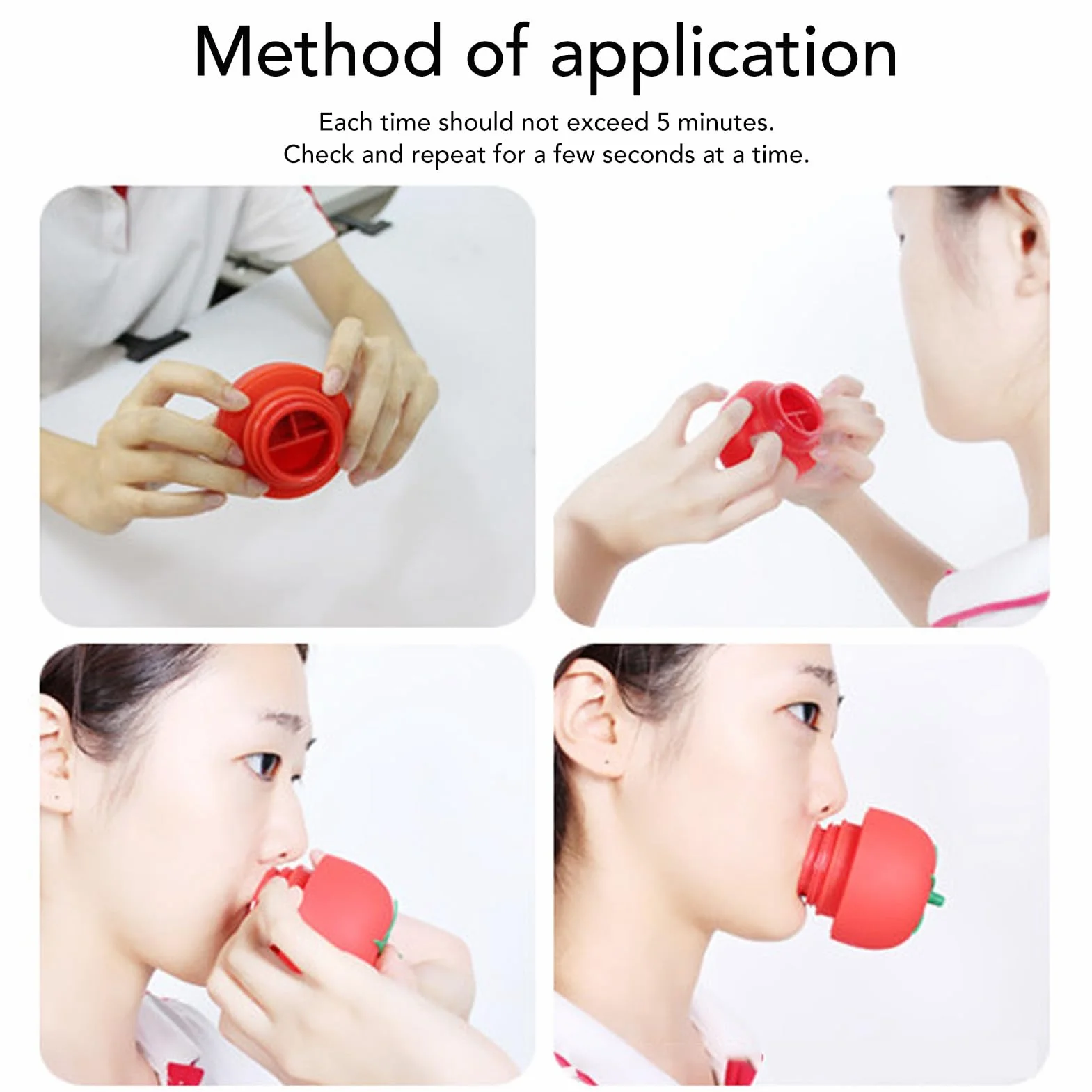 Dispositivo de Aumento de Labios, Herramienta de Silicona de Grado Alimenticio, Portátil (Rojo)