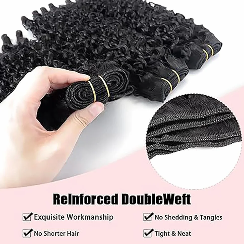 Extensiones de pelo humano de Burmese Rizado #1B 242628 | Extensiones de cabello humano Natural Black 3 paquetes de 100 g/PC 300 g Total Double Weft para mujeres