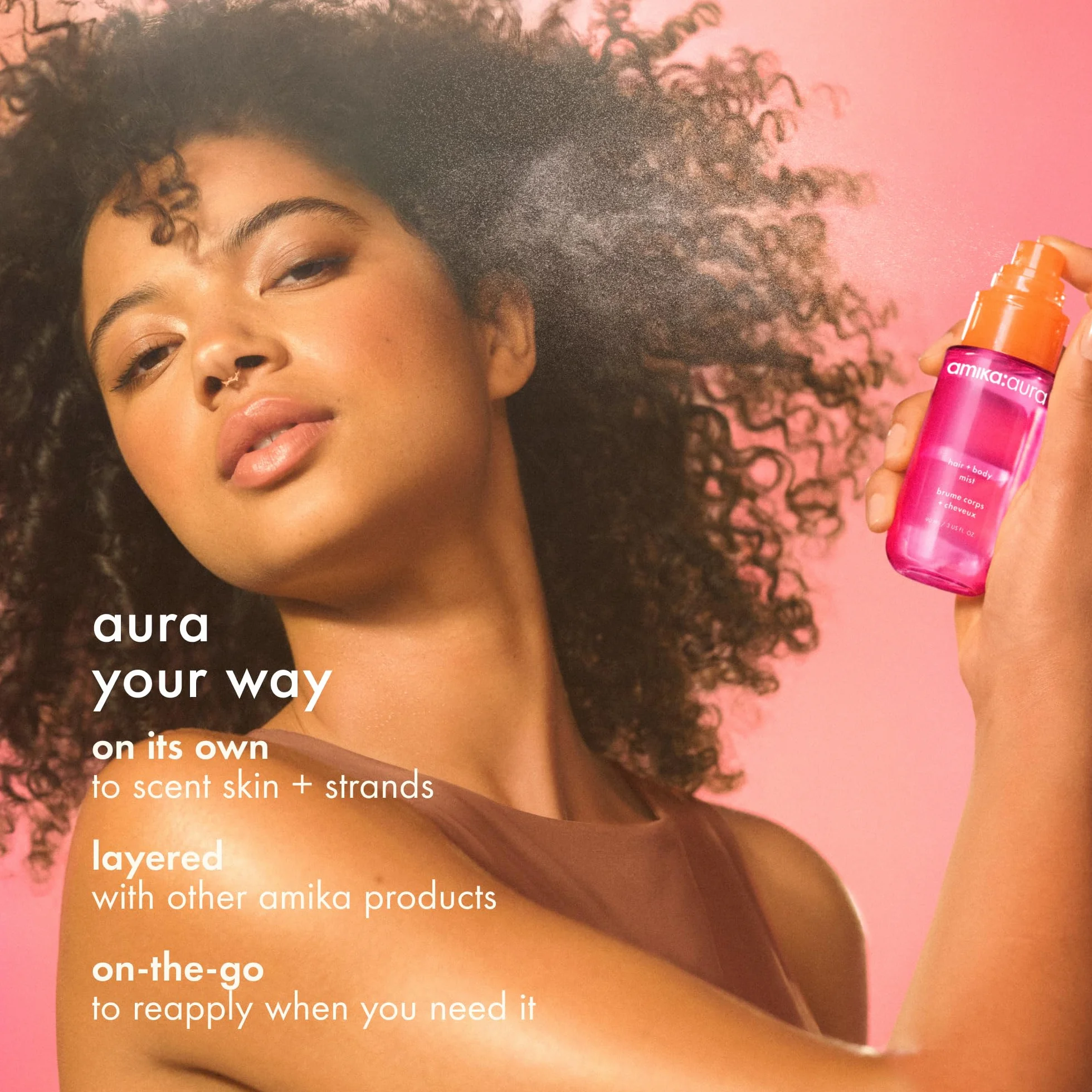 Amika Body Aura Hair & Body Mist 90 ml Spray refrescante cabello cuerpo pomelo albaricoque vainilla sándalo