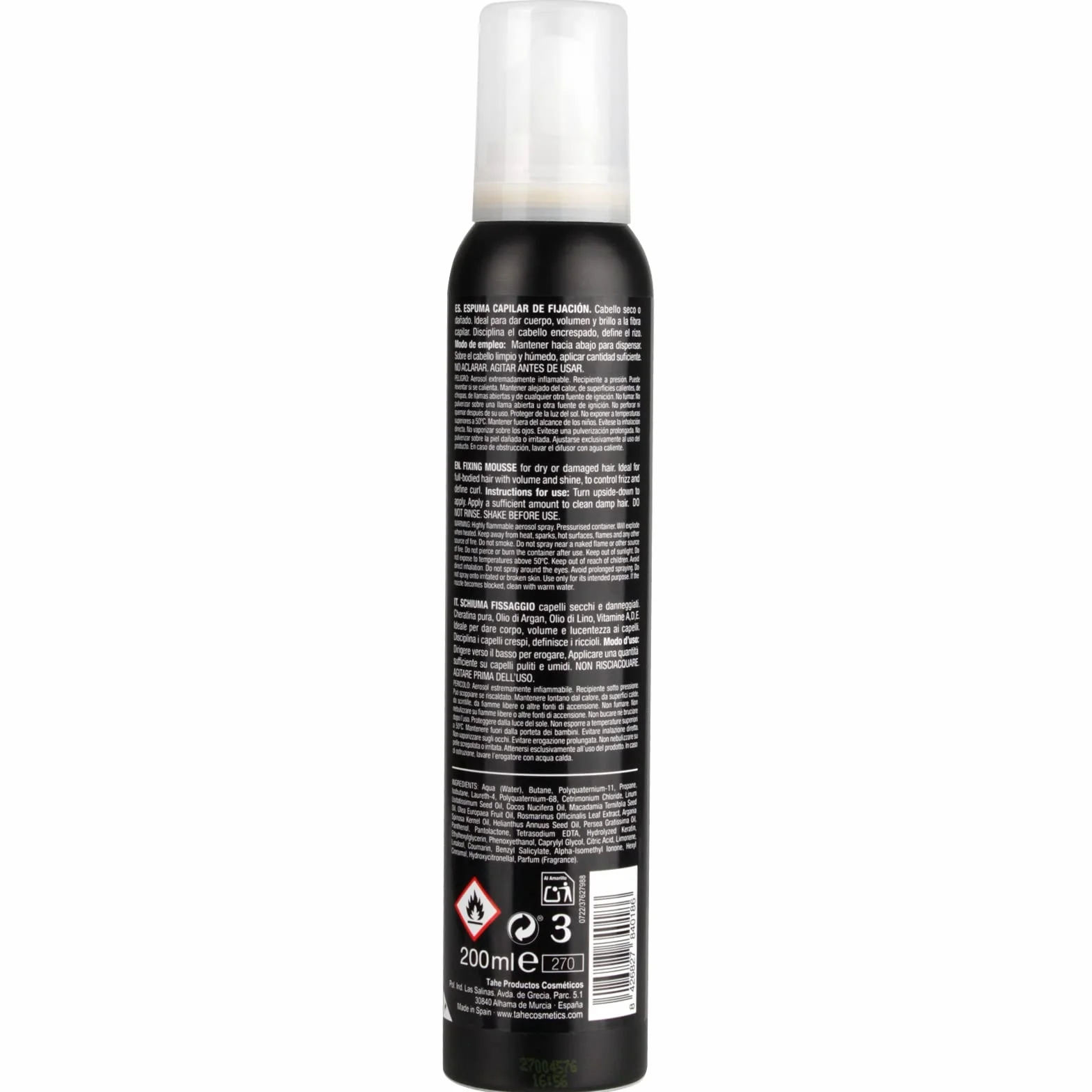 Tahe Botanic Satin Keratin Gold Espuma de fijación para el cabello 200 ml Fijación 5
