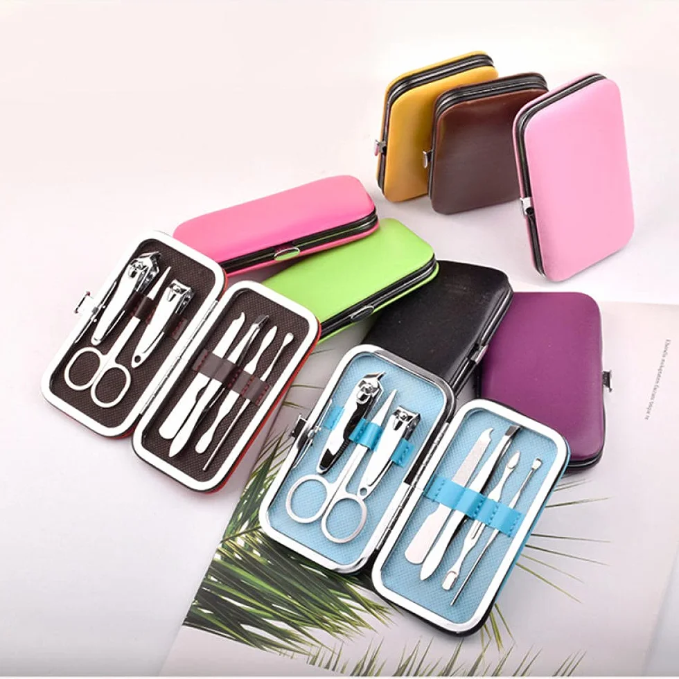 Kit de manicura y pedicura, juego de cortaúñas de 7 piezas, kit de herramientas de manicura, kit de aseo profesional, herramientas de cuidado de cortador de uñas para viajes a casa, para hombres y m
