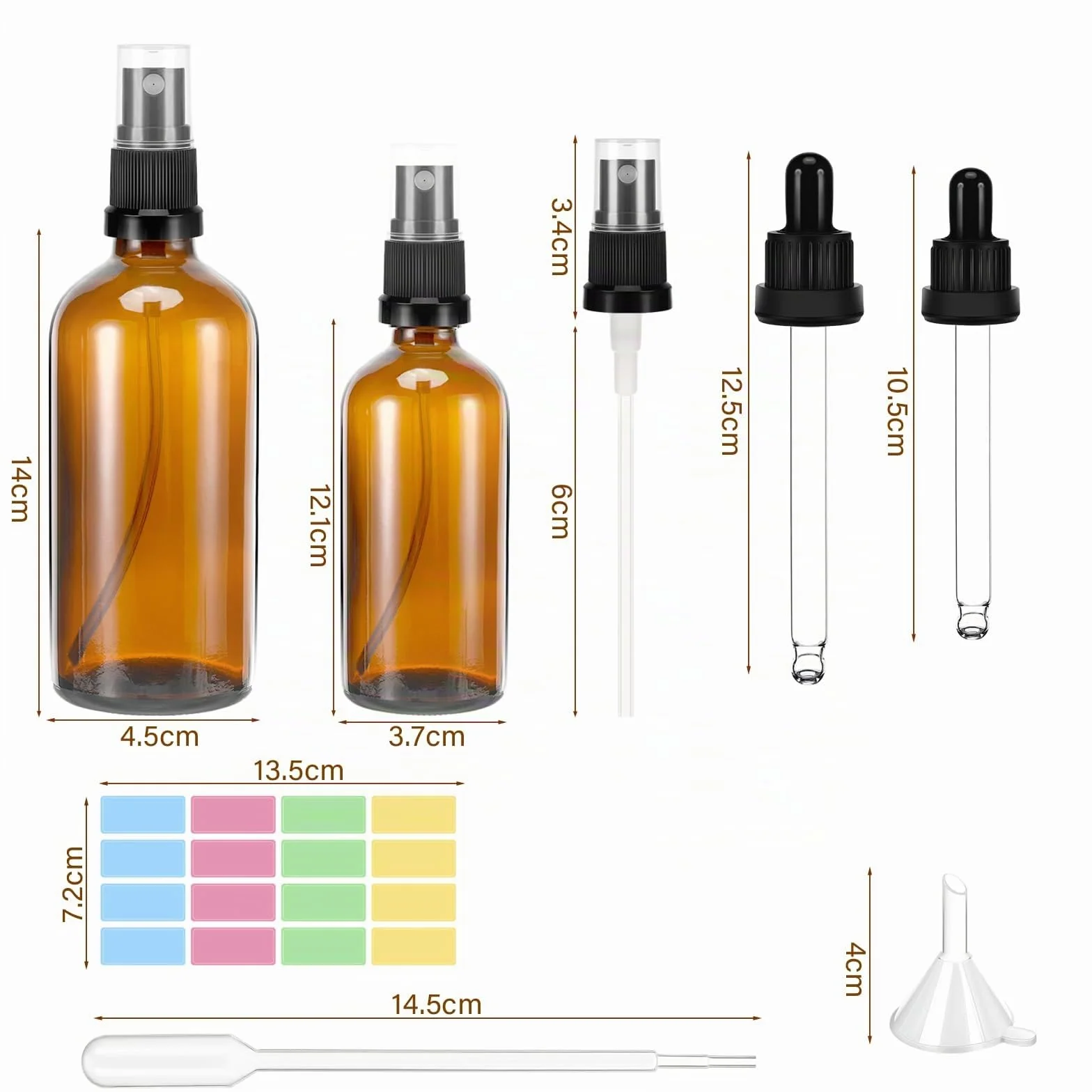 Zikenis 5 piezas Braun atomizador botella pulverizadora 2 x 100 ml 3 x 50 ml con protección UV