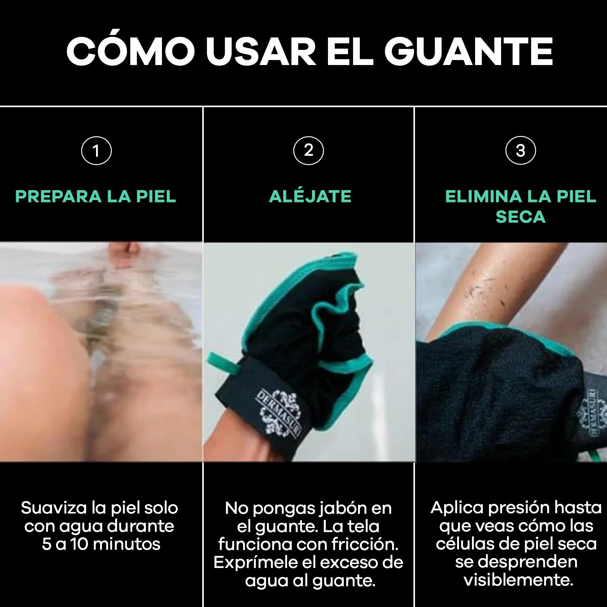 Dermasuri Guante Exfoliante Profundo - Exfoliador Corporal y Removedor de Bronceado - Guante Coreano Hombre Mujer - 1 Unidad