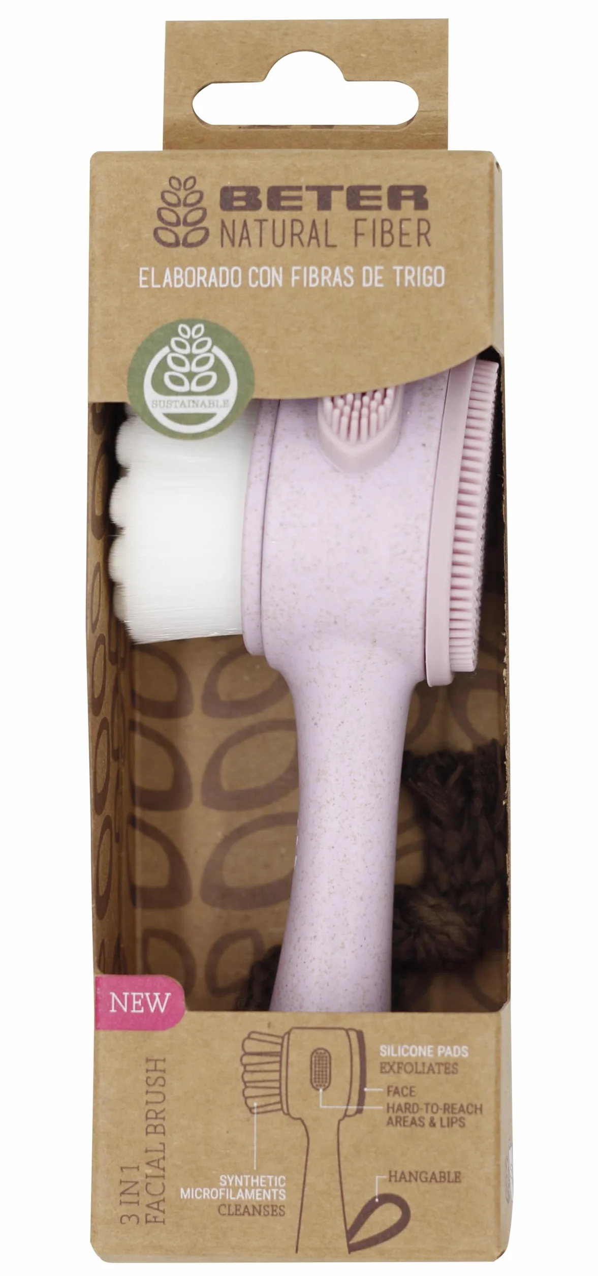 Beter Cepillo de limpieza facial 3 en 1 Natural Fiber Exfoliante Limpiador de Poros