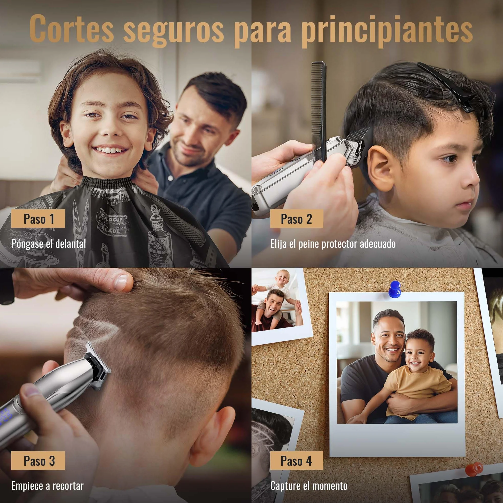 Maquina de Cortar Pelo Hombre Cortapelos Recortadora de Barba con Peines Guía