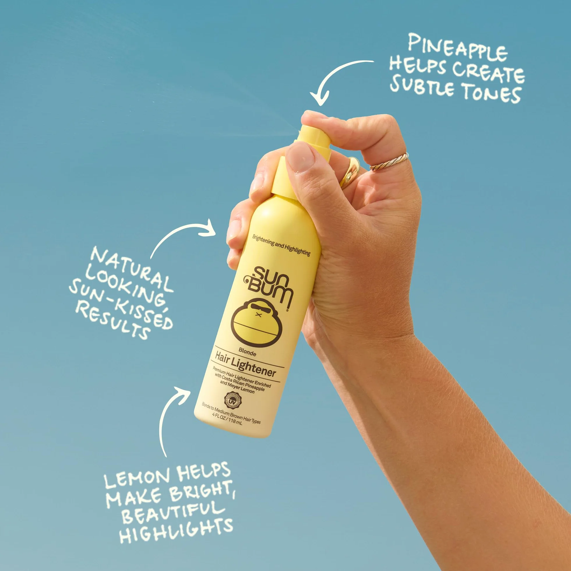 Sun Bum Blonde Formula Hair Lightener 4oz Spray Bottle Highlighting Spray