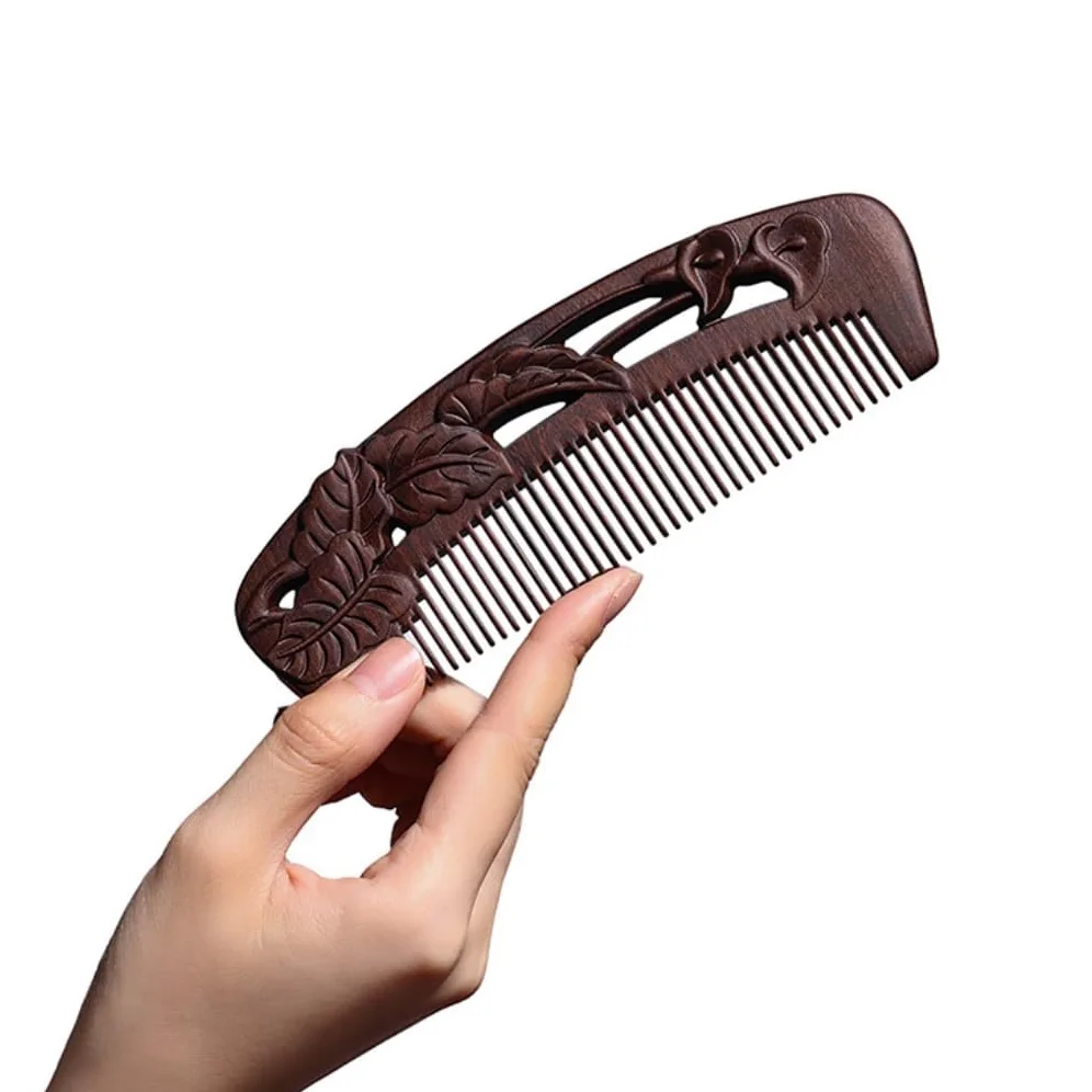 Peines para Hombres, Peine Especial para Cabello Largo para Mujeres, Peine de Dientes Finos tallados, Peine de Madera para peinar el Cabello, Peine para Barba para Hombres (AA)