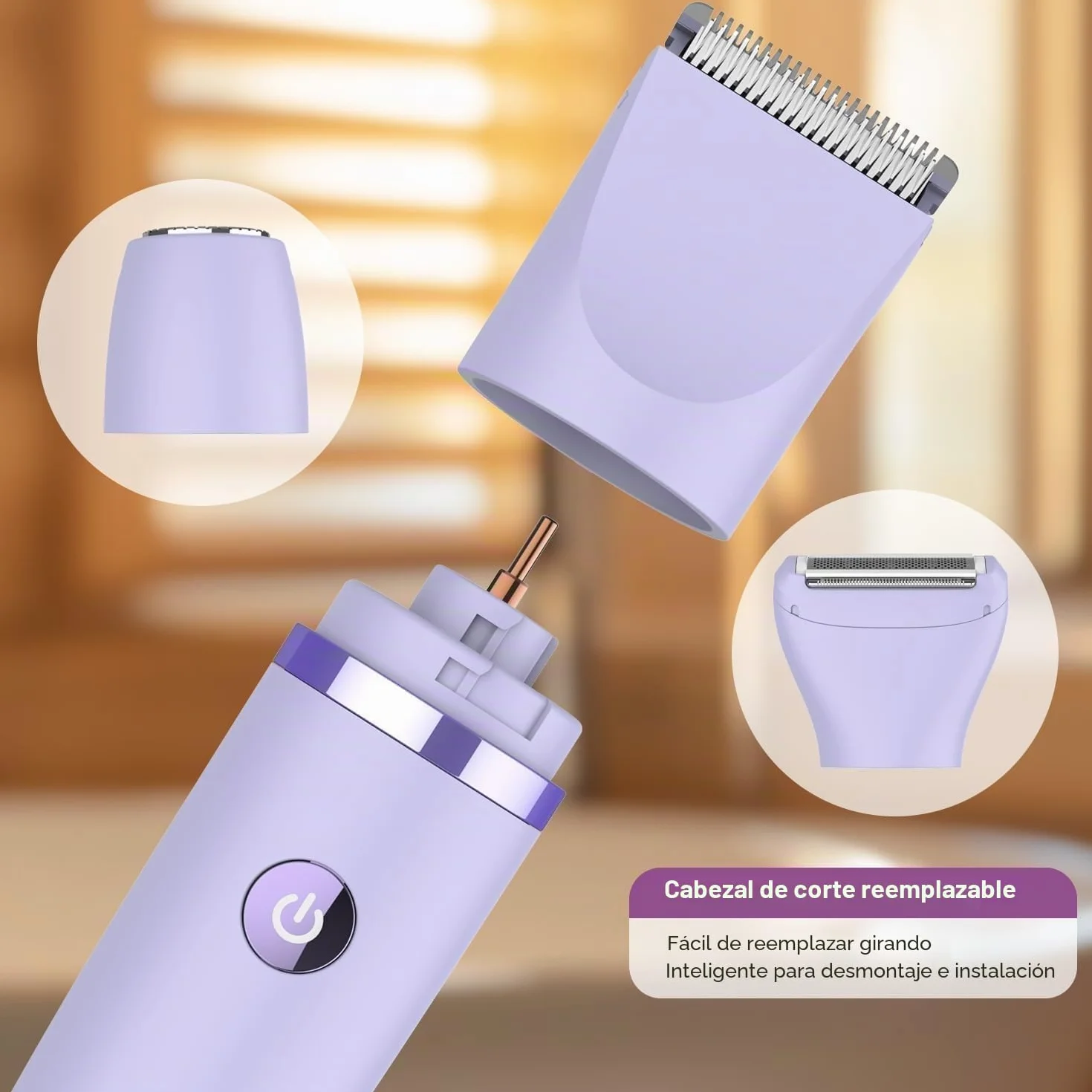 Afeitadora eléctrica para mujer 3 en 1 impermeable pantalla LCD seco/mojado
