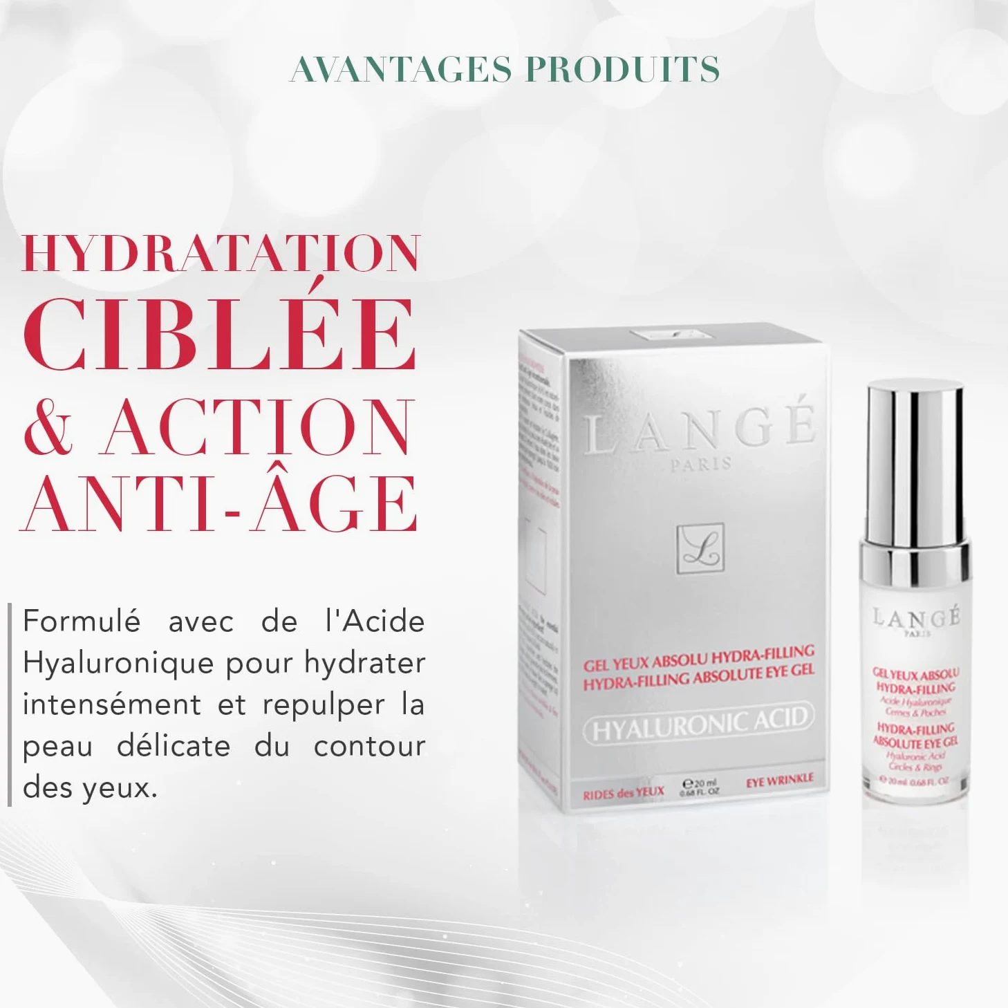 Lange Hydra-Filling Magic Eye Cream - Contorno de ojos nutrido, regenera y calma - Proporciona elasticidad y firmeza a la piel - Protege la piel contra efectos nocivos - Fórmula de ácido hialurónico