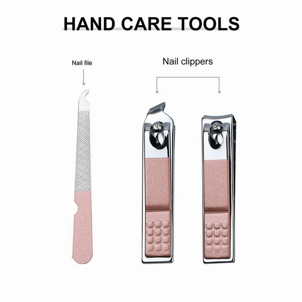 Juego de cortaúñas, herramientas de manicura profesional, kit de arte de uñas de acero inoxidable con estuche de viaje, 7 piezas