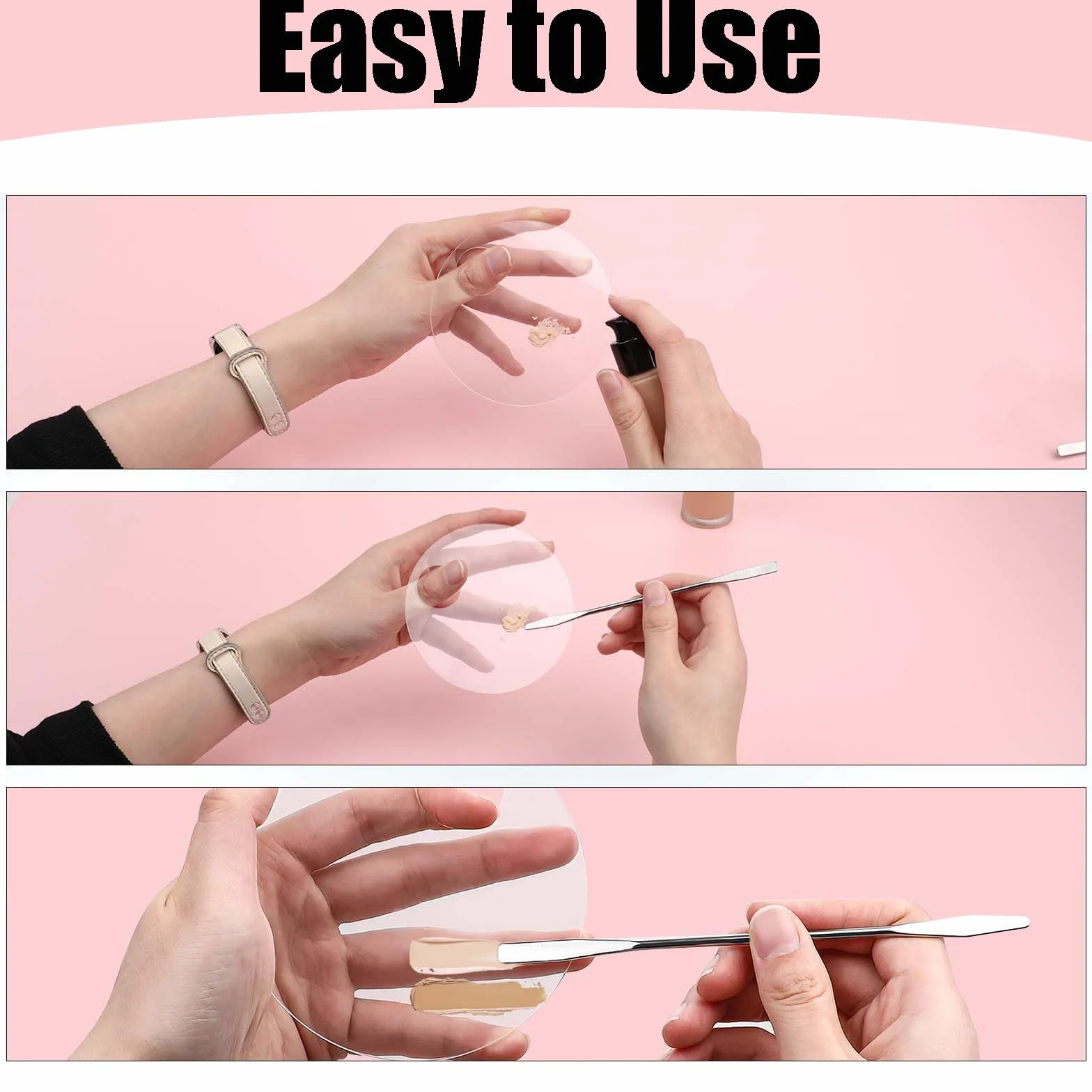 Paleta de Maquillaje Profesional Transparente 2 PCS con Espátula de Acero Inoxidable