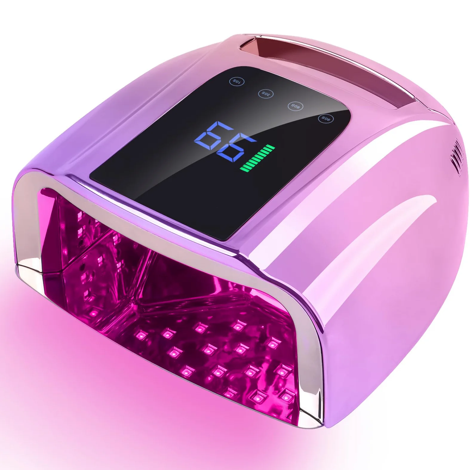 Lámpara de uñas LED UV recargable de 96 W, luz UV inalámbrica portátil para uñas con pantalla LCD, sensor automático, 4 ajustes de temporizador y secador de uñas con sensor inteligente, luz
