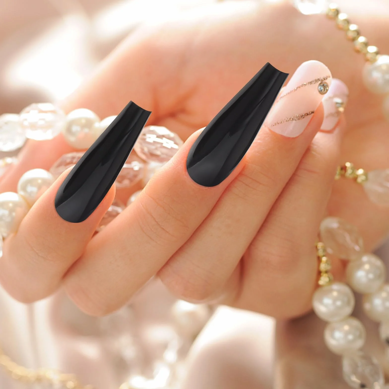 1 caja Uñas Postizas Largas Mate y Brillo Compartimentos Cubrimiento Total Accesorios para Arte de Uñas Fácil Aplicación y Diseño Sólido para DIY