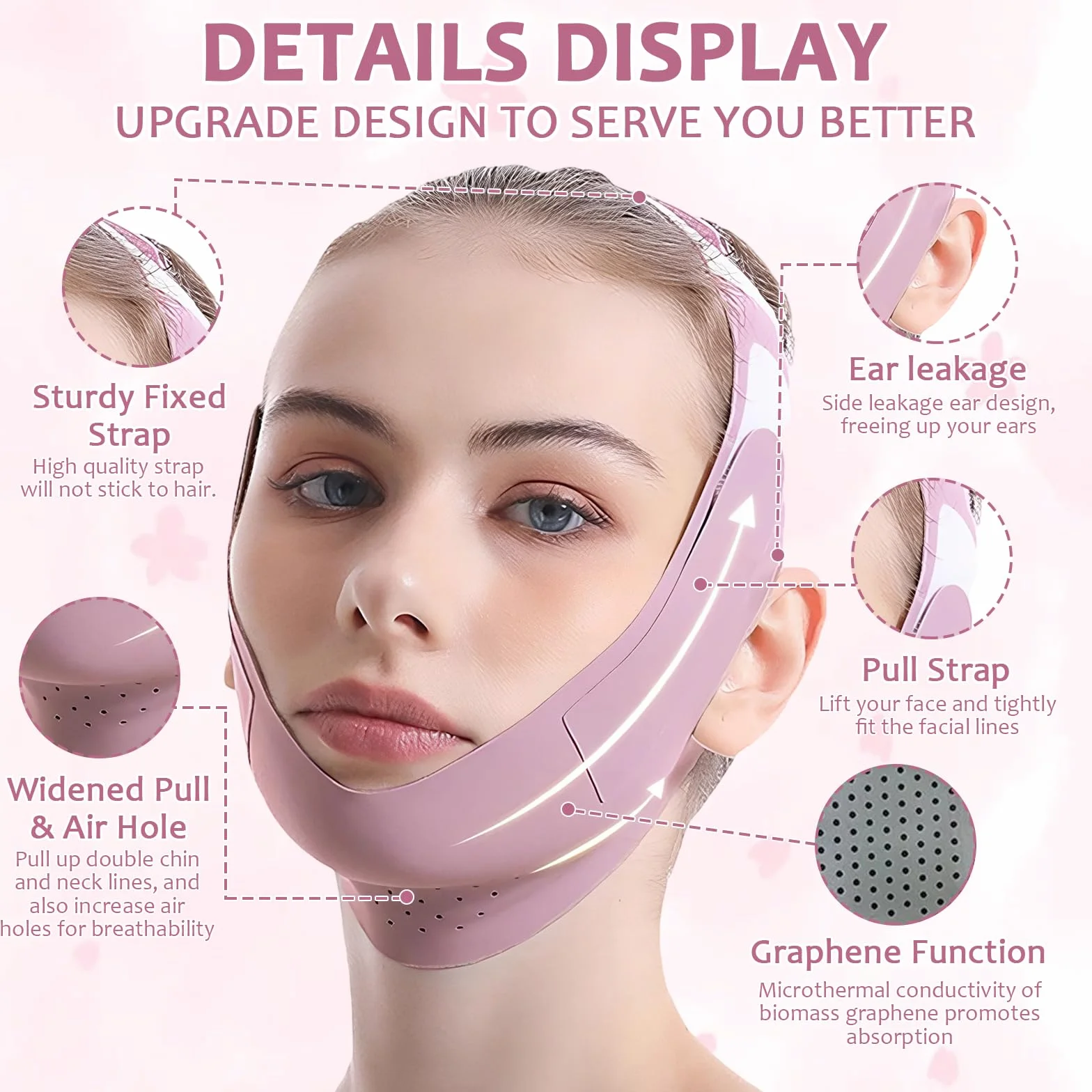 Banda Facial Para Lifting Reafirmante Mentonera Papada Reutilizable Contorno Mandíbula Mejorar Elasticidad Piel Negro Morado 2 Piezas