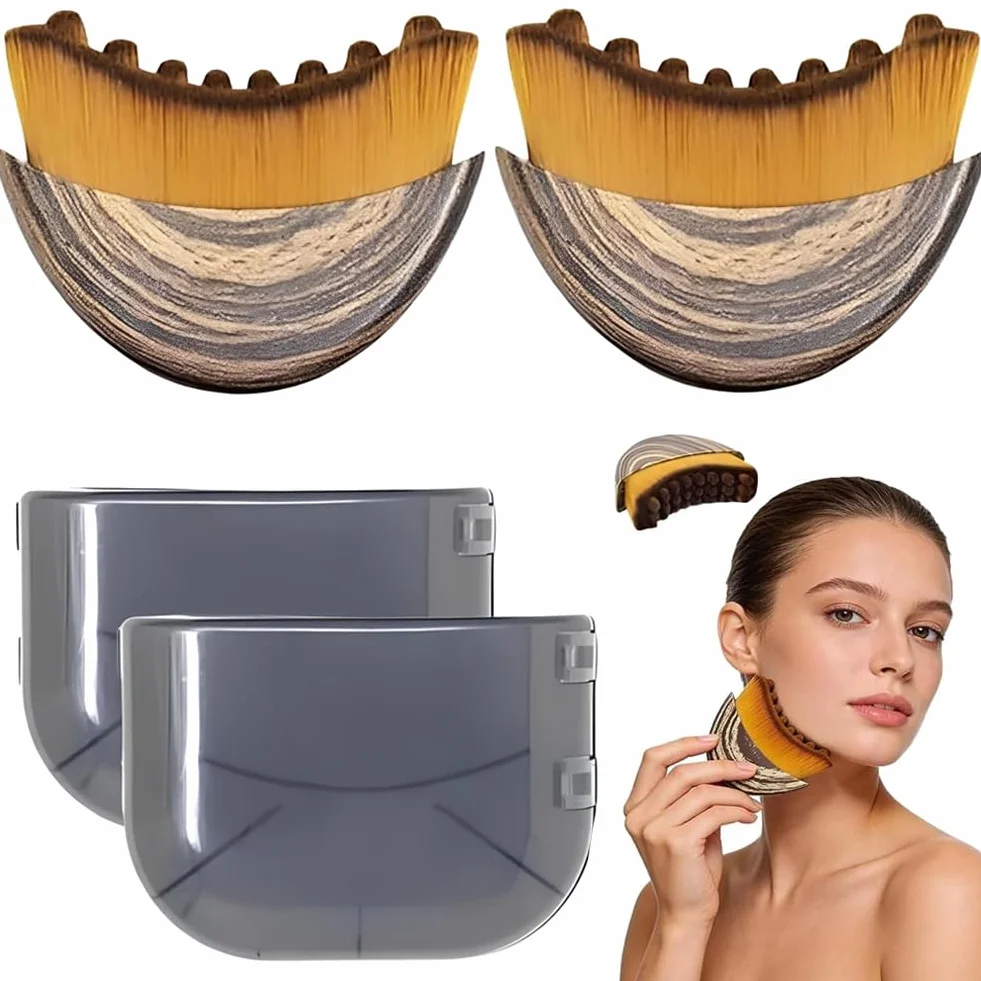 Cepillo Facial de Contorno Linfático, 2pcs Cepillos Faciales Exfoliantes de Cepillado en Seco Masajeador