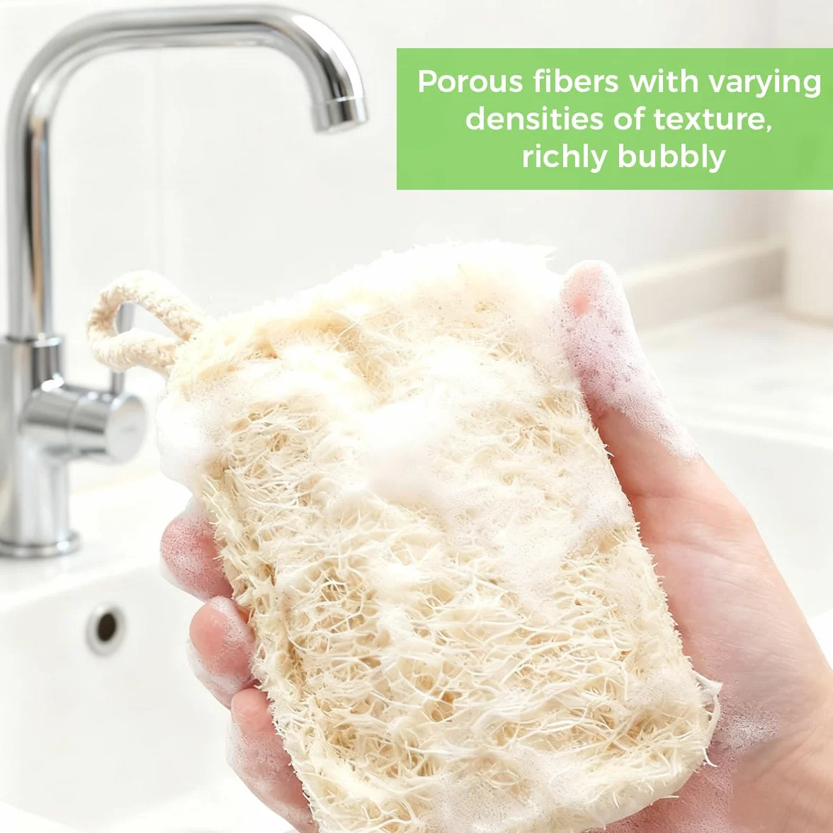 Lufa Natural Estropajo 6 Piezas 9x14 cm Loofah Sponge Resistente a Manchas Repelente Aceite Absorbente