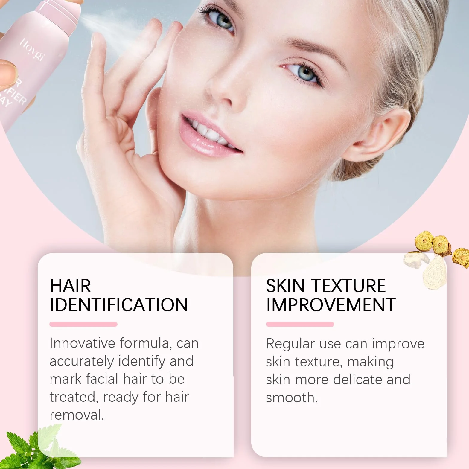 Spray Identificador de Vello Facial,Hair Identifier Spray For Face Dermaplaning,Face Hair Identifier Spray,Skin Body Dermaplaning Spray,Spray Identificador de Cabello para Afeitado Facial (Rosa)