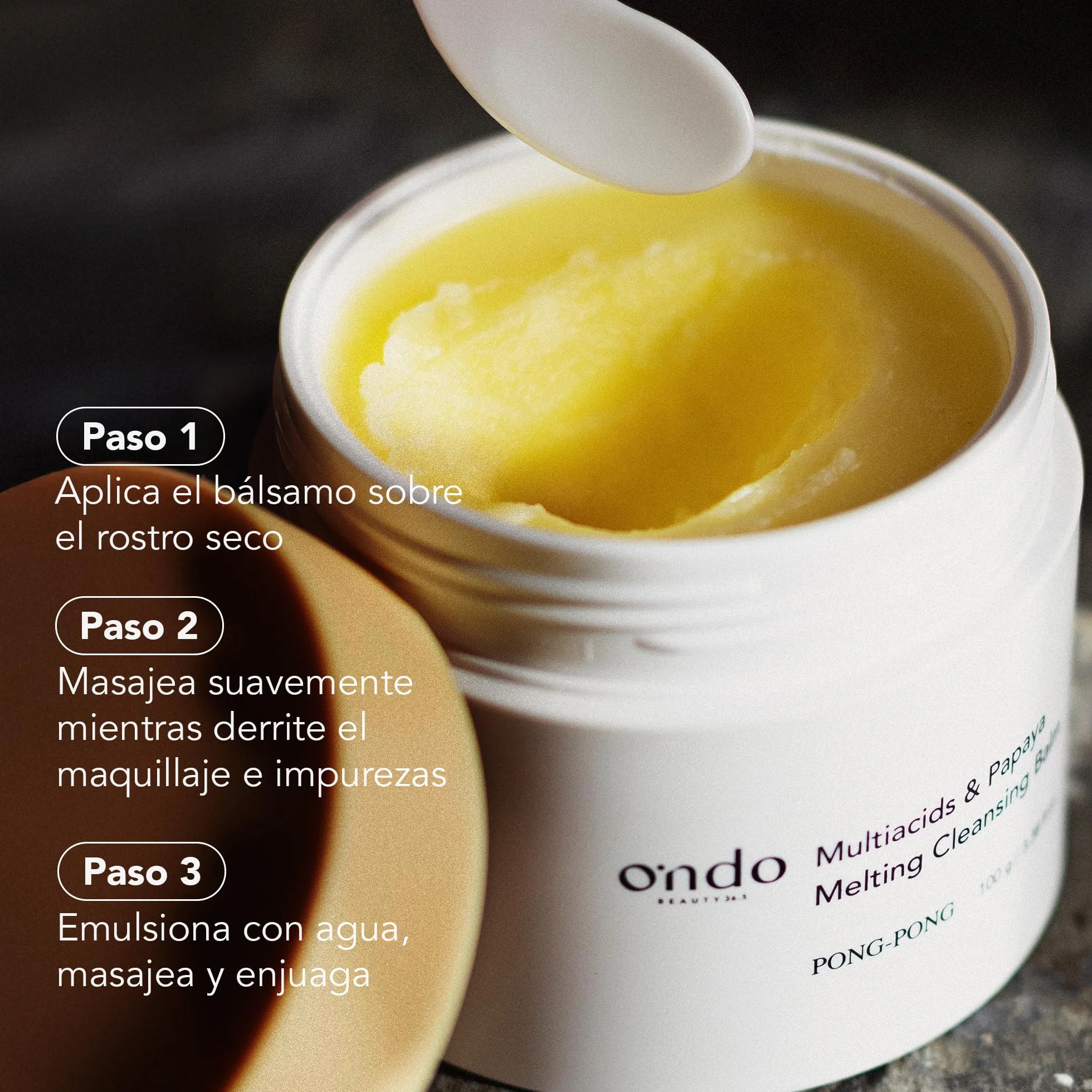 Ondo Beauty 36.5 Multiacids & Papaya Melting Balm – Bálsamo Limpiador con Papaya y Ácidos Suaves, Desmaquillante Facial y Exfoliante Hidratante | Cosmética Vegana Coreana | 100 ml