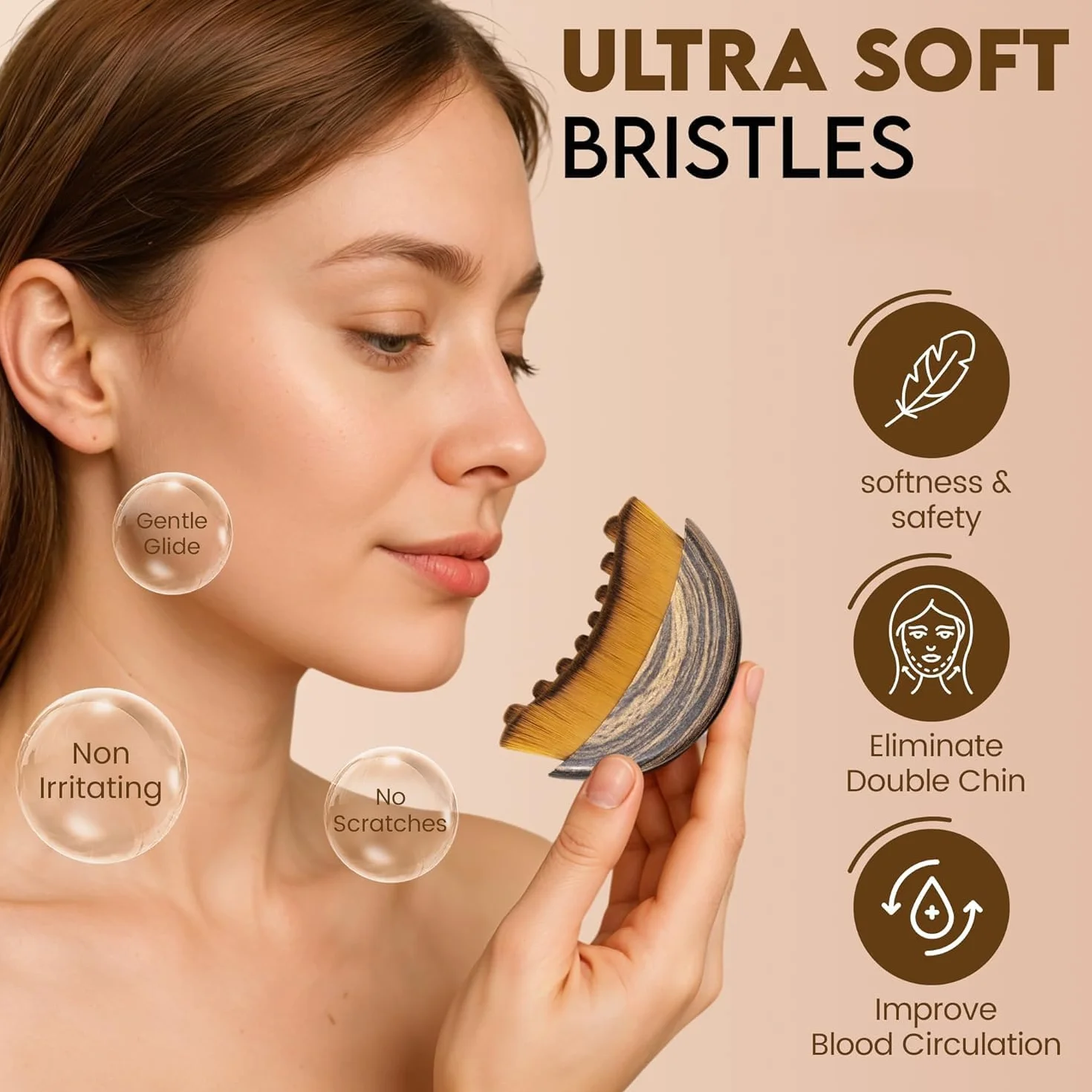 Cepillo Facial de Contorno Linfático, 2 Pcs, Herramienta de Masaje Facial para Dar Forma al Rostro y Aliviar Fatiga