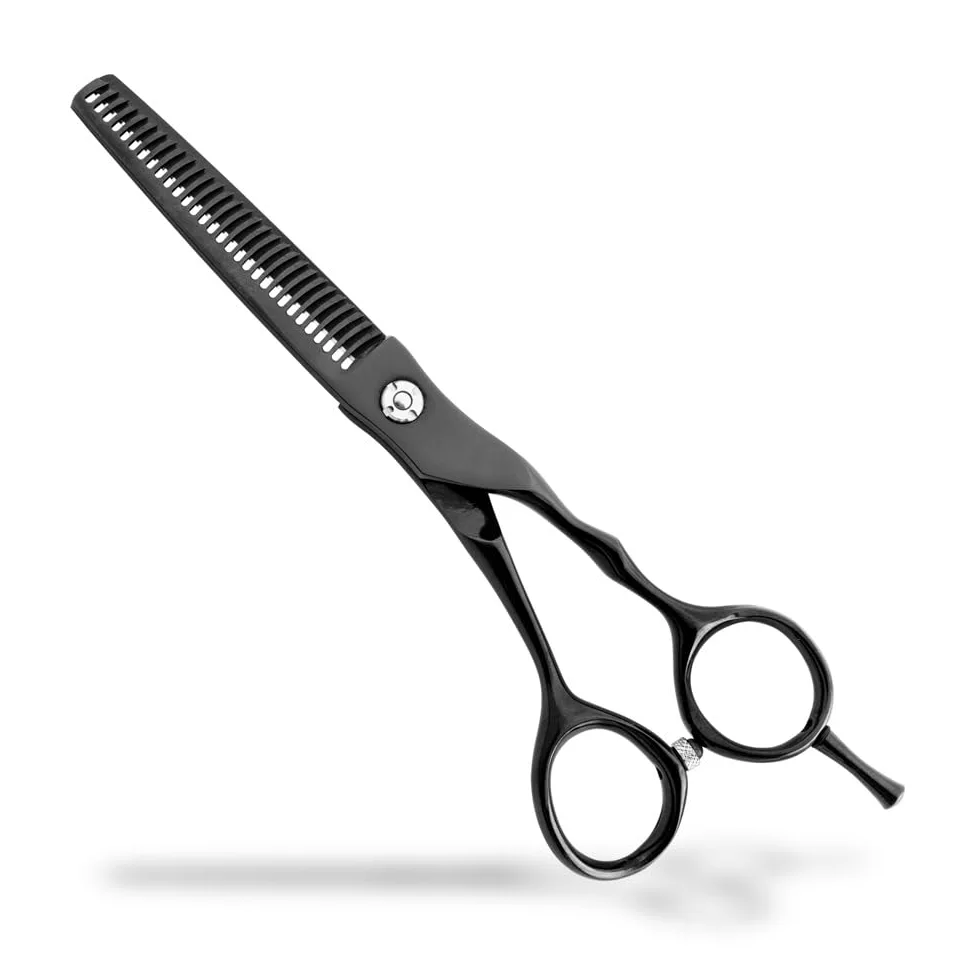 Kiepe 2814T30 Monster Cut Tijera profesional de entresacar 6 pulgadas con 30 dientes – Tijera negra de titanio con filo Convex Razor para control del volumen, Made in Italy