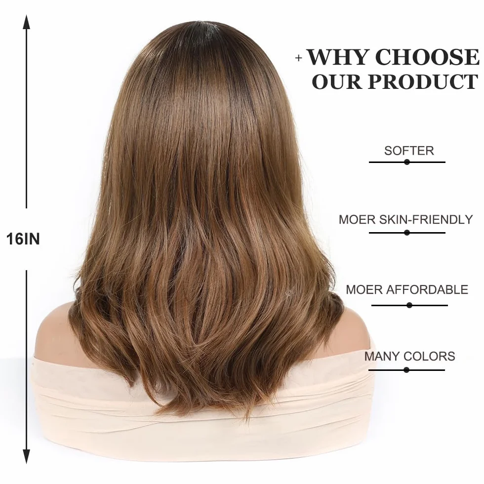 Esmee Pelucas Largas Onduladas Marrón para Mujeres Peluca Ombre Cabello Sintético Natural