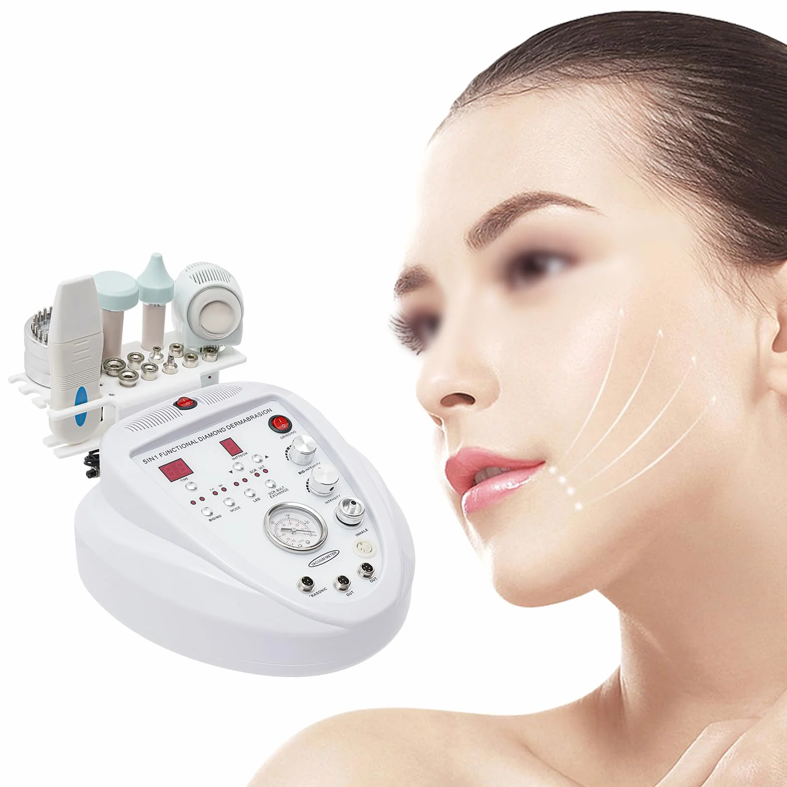 5 en 1 máquina profesional de dermoabrasión diamante dispositivo microdermoabrasión cuidado facial belleza cuidado facial dermoabrasión equipo
