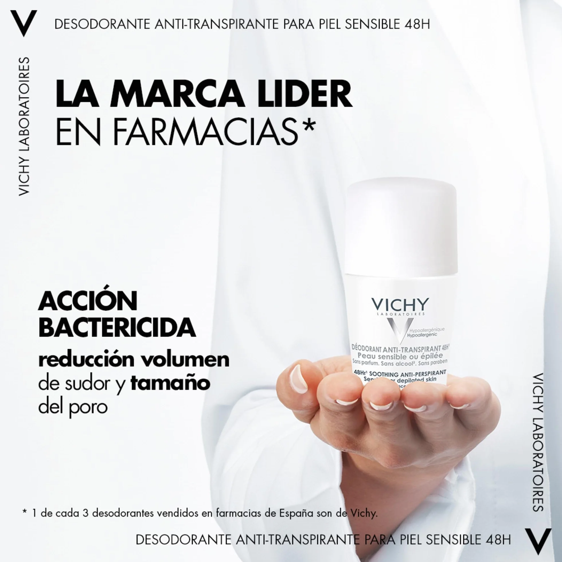 Vichy Desodorante Roll-On Antitranspirante Antimarcas 48h Piel Sensible Sin Alcohol 50 ml
