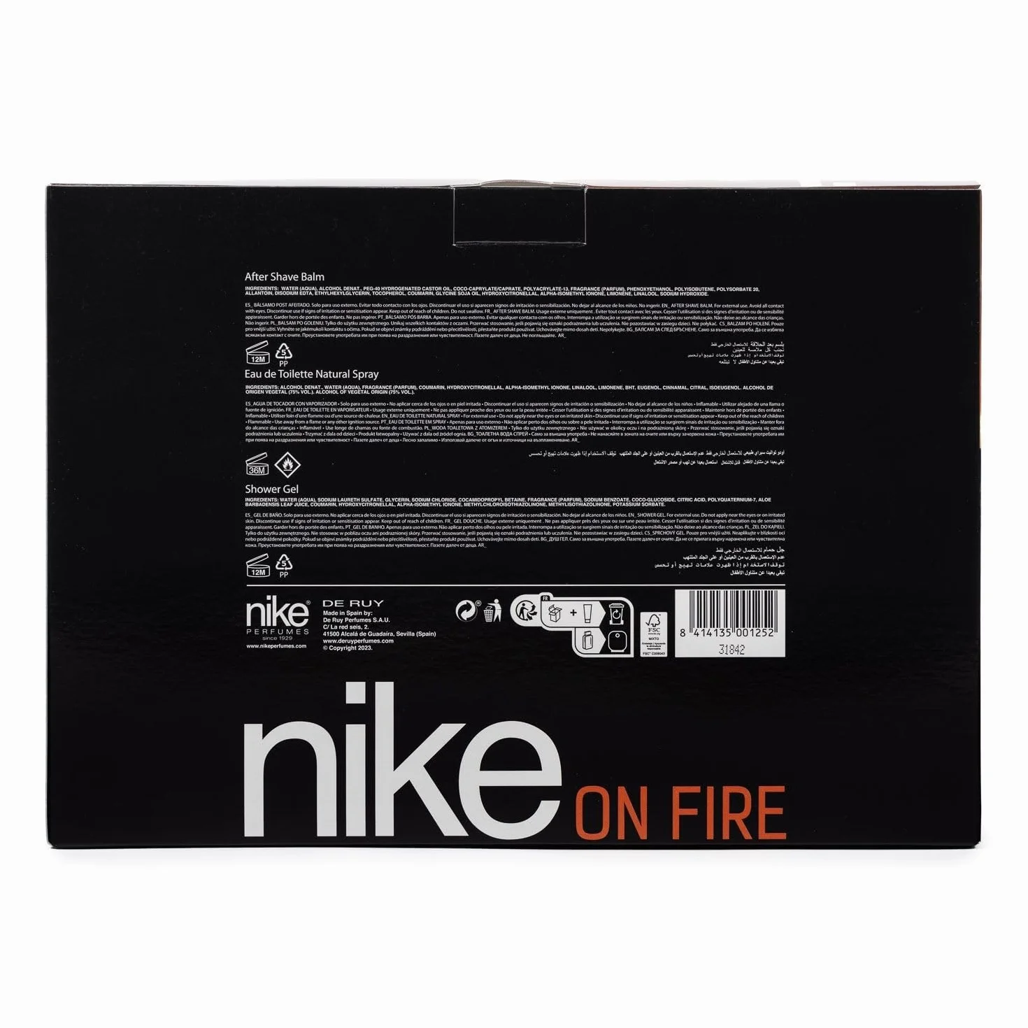 NIKE On Fire Estuche De Regalo Hombre Edt 150 Ml After Shave 75 Ml Gel Baño 75 Ml
