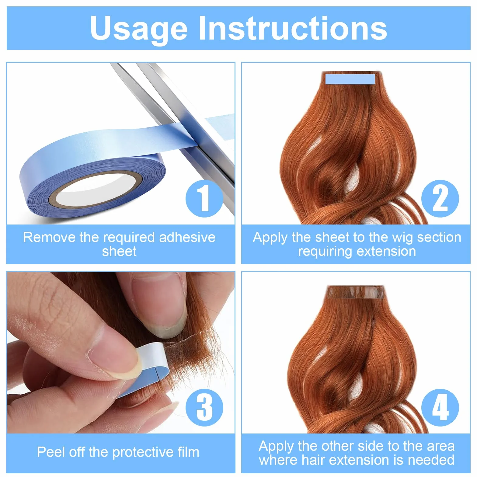 Flintronic Cinta Adhesiva de Doble Cara para Extensiones de Pelo, Invisible, 1 Rollo