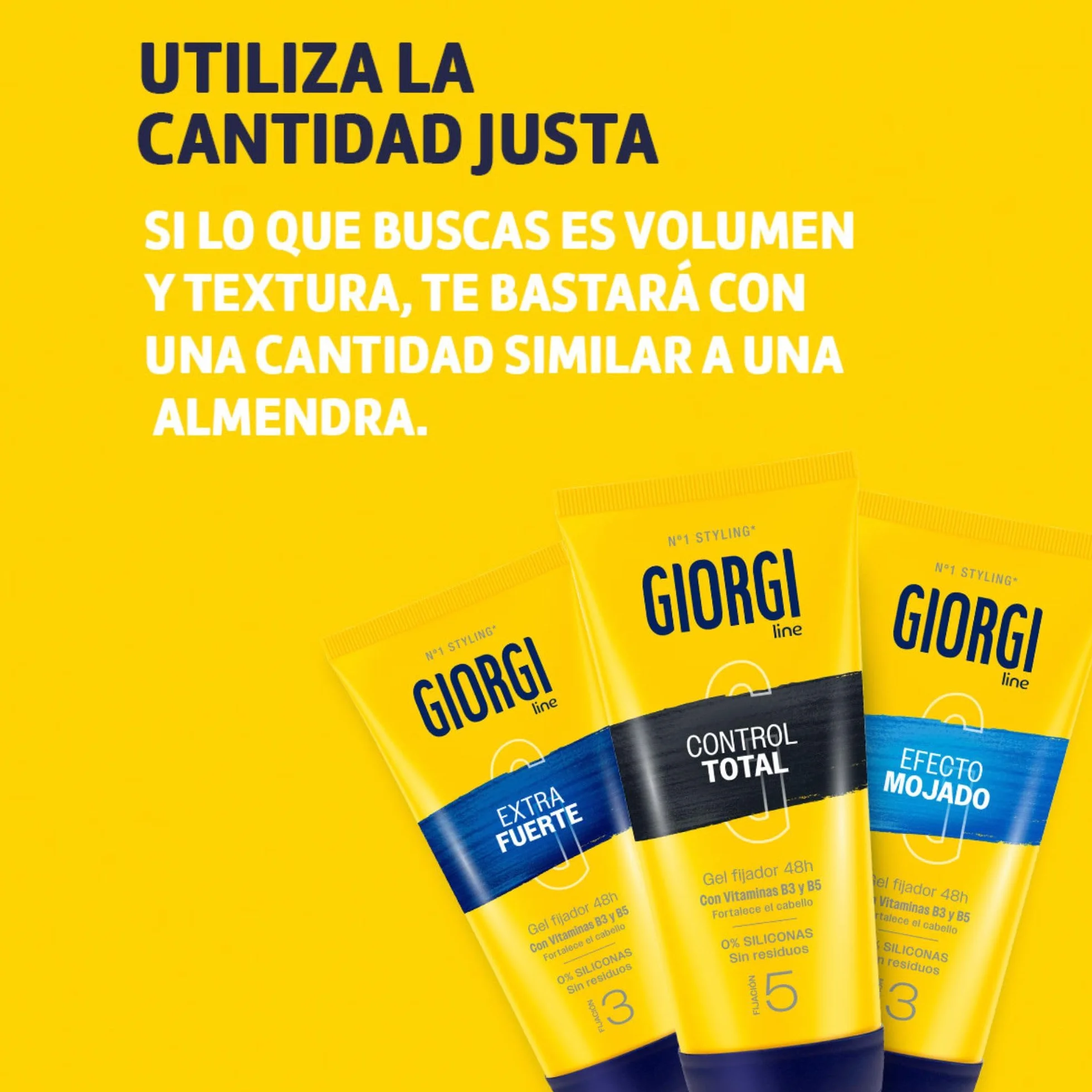 Giorgi Line Gomina Extra Fuerte XXL con Vitaminas B3 y B5 Fijación 3 Extrafuerte Duración 48h Sin Alcohol ni Siliconas Acabado Brillante 240 ml
