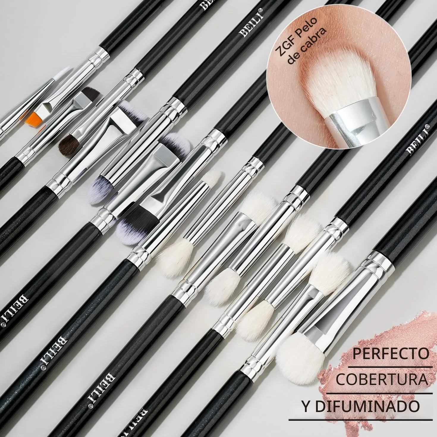 BEILI Juego Brochas Maquillaje 30 Piezas Profesional Base Polvo Sombra Ojos Corrector