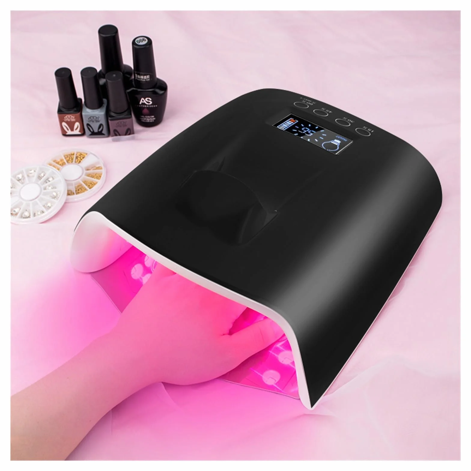 Lámpara Uñas, Lámpara LED UV for uñas, luz roja inalámbrica, 60W, lámpara LED UV for uñas, for curar esmalte de Gel, inalámbrico con batería de litio, 60W Pro Light(Bianco)