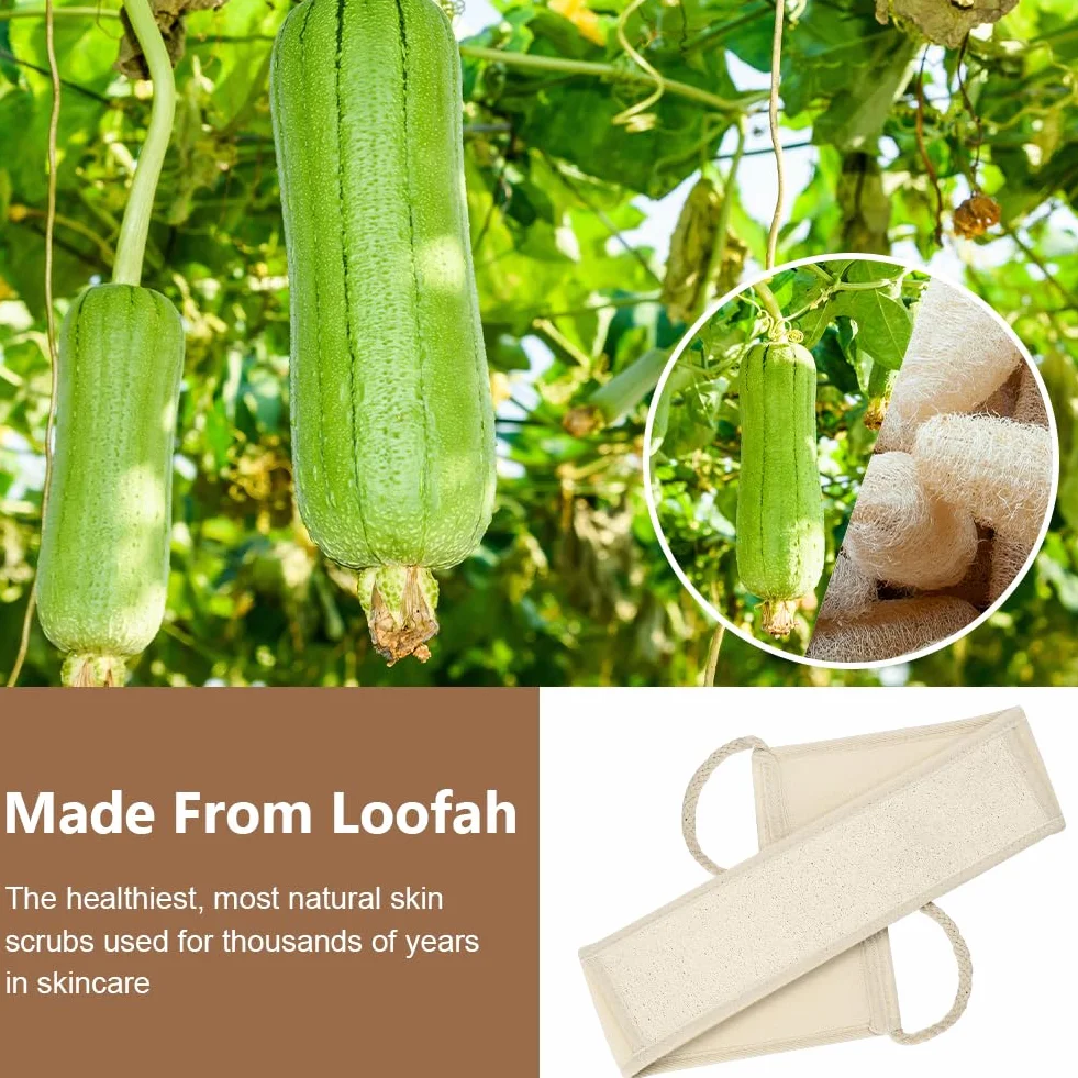LOPHE Juego de estropajo exfoliante 2 Piezas Loofah Baño Guantes Exfoliantes Cáñamo Natural Cinturón Ducha Lufa