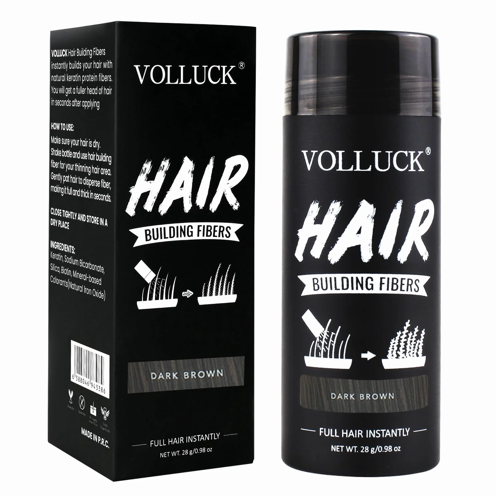 Fibras Capilares 28g Cobertura Instantánea Cabello Fino Volumen Natural Larga Duración Castaño Oscuro