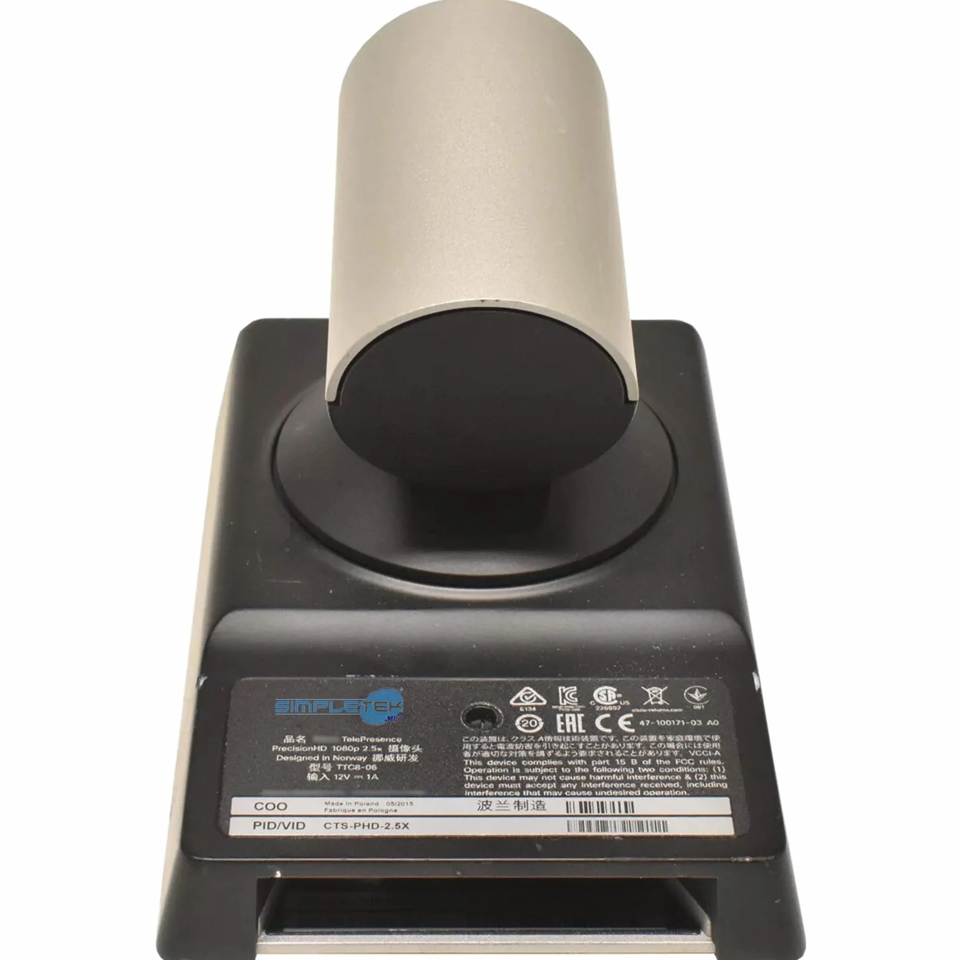 SIMPLETEK Conference Cam Telepresence Precision HD 1080p 2.5x TTC8-06 CTS-PHD-2.5X SX20 Videocámara para conferencias reacondicionado